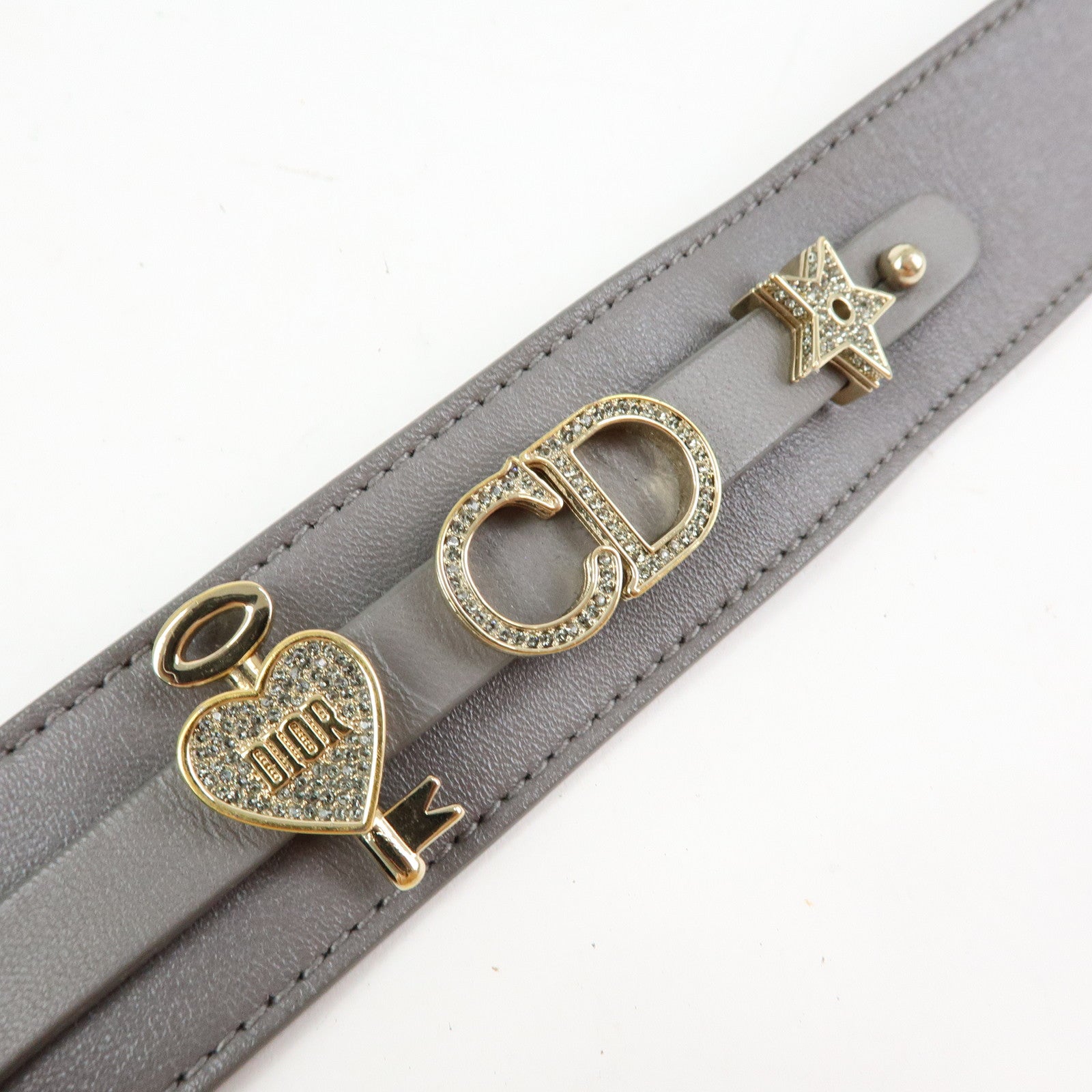 Christian Dior Lady Dior Cannage Leather 2Way Bag Hand Bag Gray