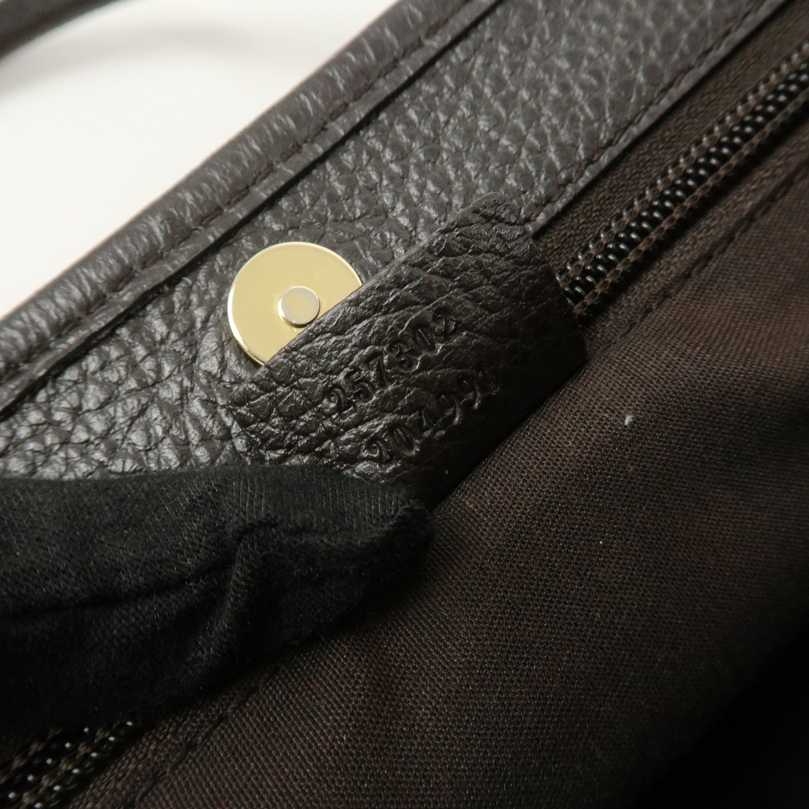 GUCCI Canvas Leather Tote Bag Shoulder Bag Dark Brown 257302