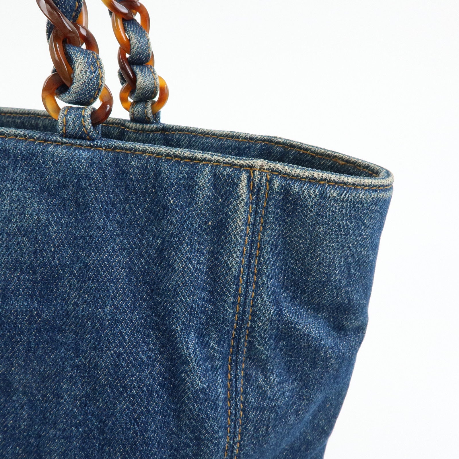 CHANEL COCO Mark Denim Tote Bag Shoulder Bag Blue