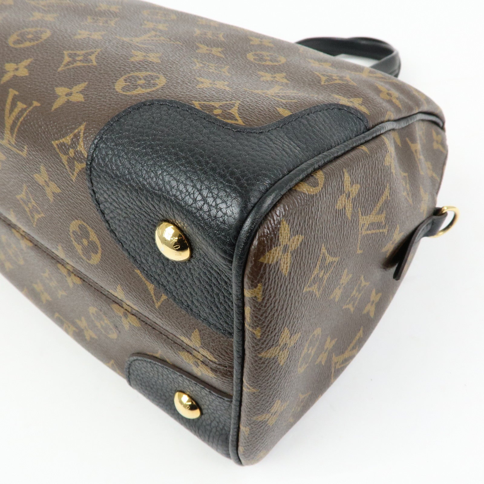Louis Vuitton Monogram Canvas Leather Retiro Hand Bag Brown M50058
