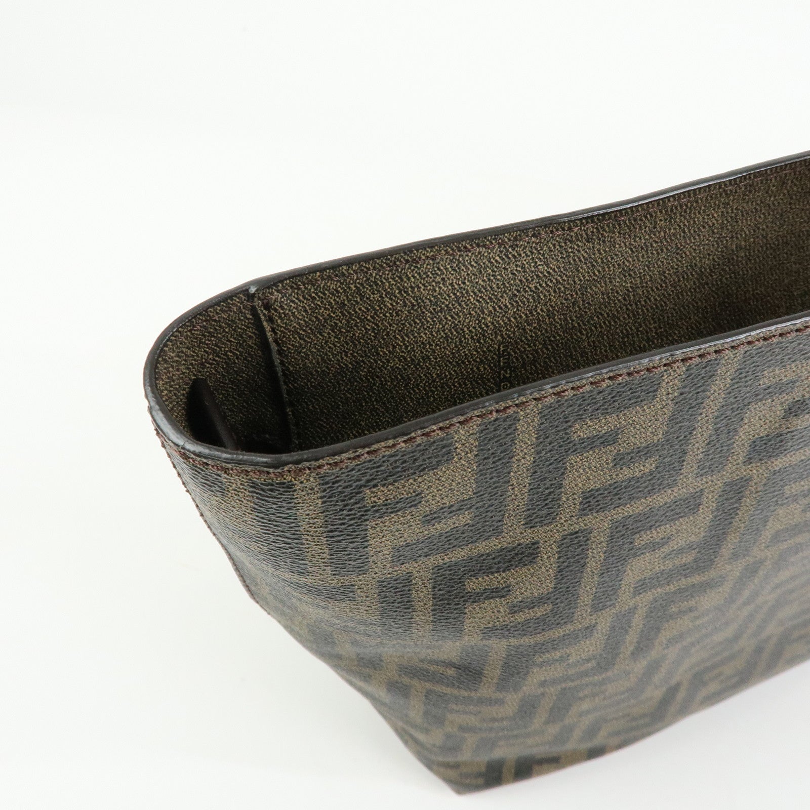 FENDI Zucca Canvas PVC Leather Tote Bag Shoulder Bag Brown 8BH185