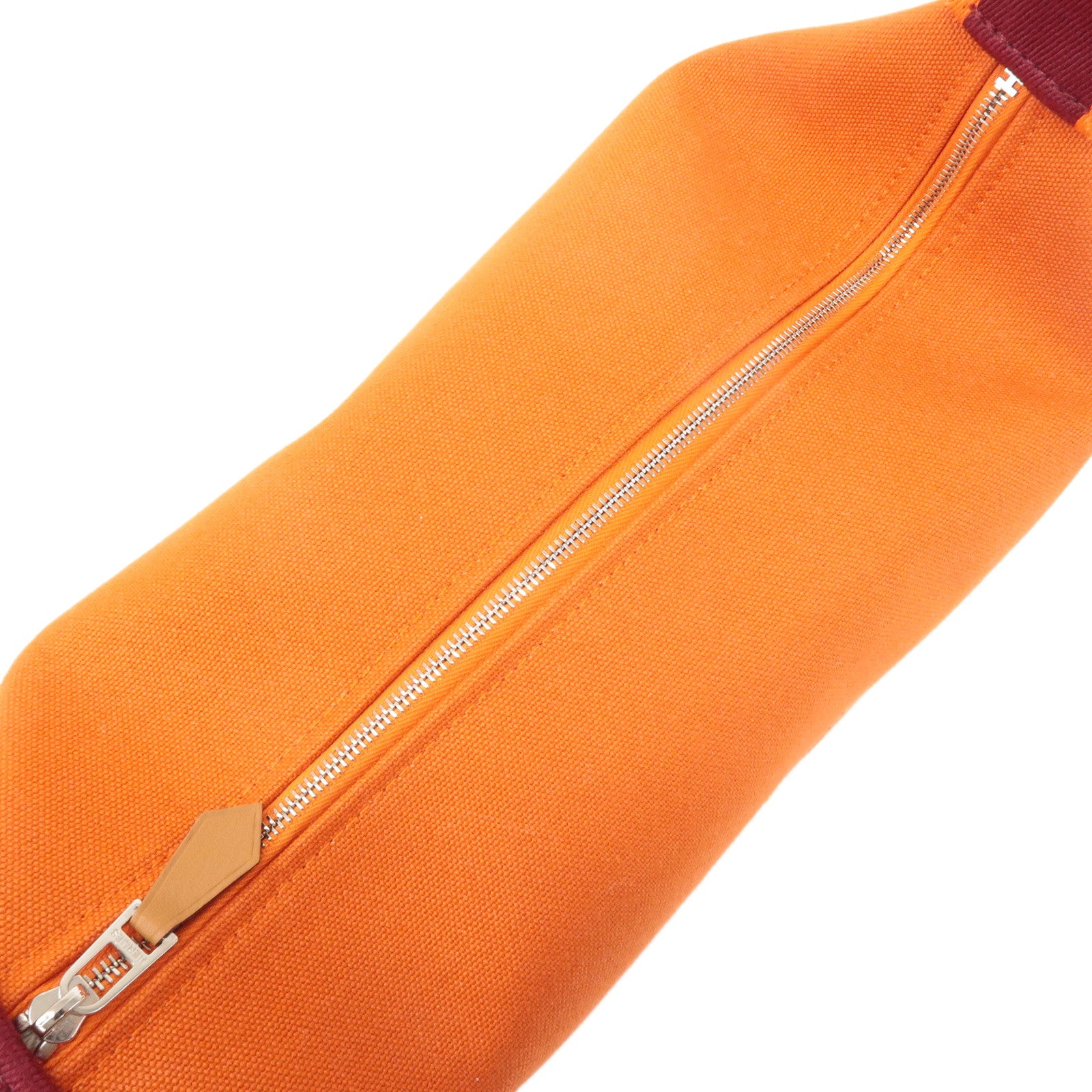 HERMES Canvas Bride A Brac PM Hand Bag Orange Silver HDW Used
