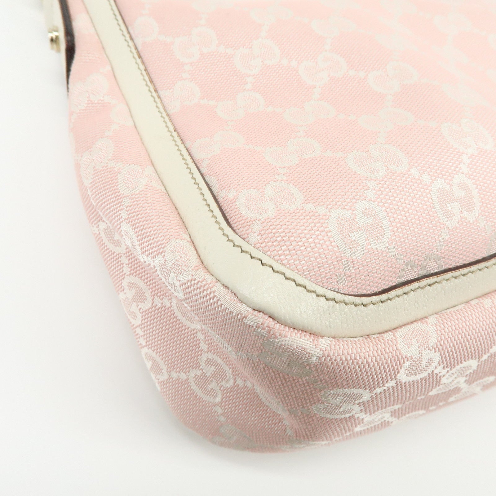 GUCCI GG Canvas Leather Shoulder Bag Hand Bag Pink White 146244