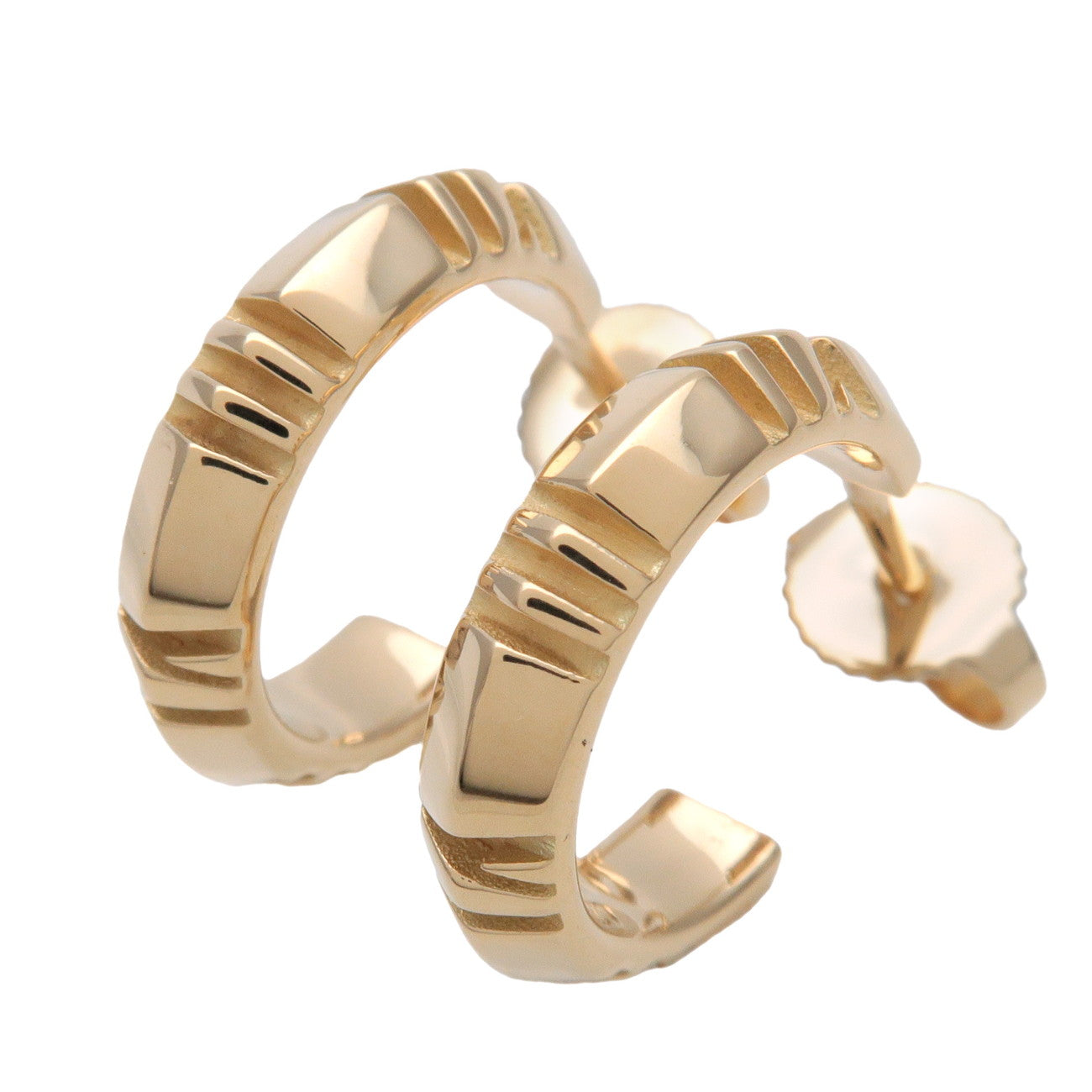 Tiffany & Co Atlas X Hoop Earrings K18 750YG Yellow Gold