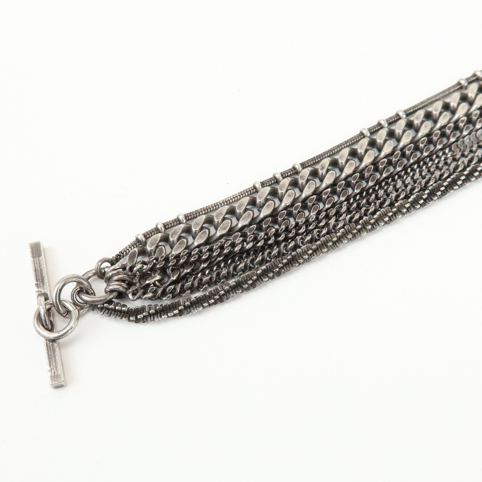 SAINT LAURENT Metal Chain Bracelet Silver