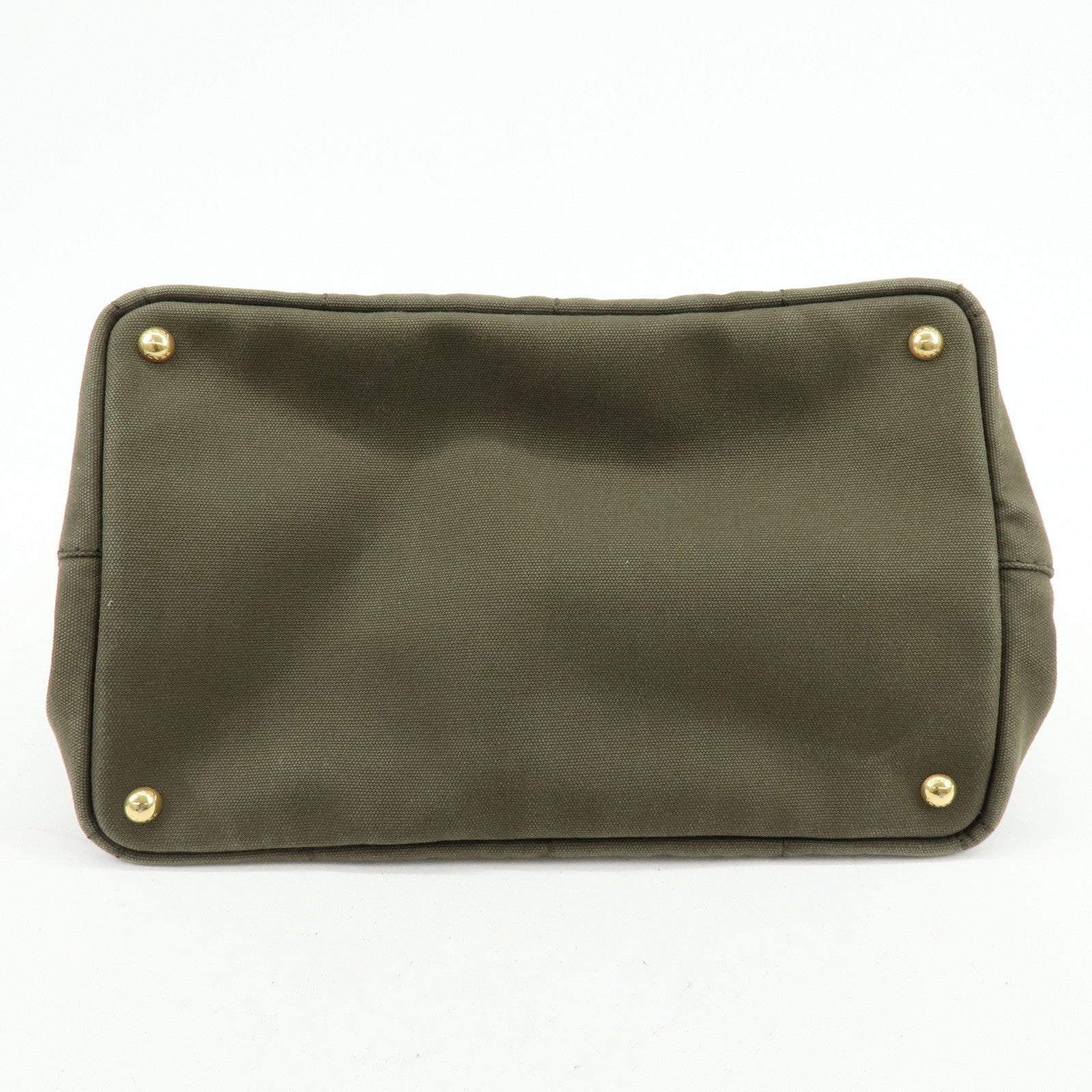 PRADA Logo Canapa Canvas Tote Bag Hand Bag Khaki 1BG642