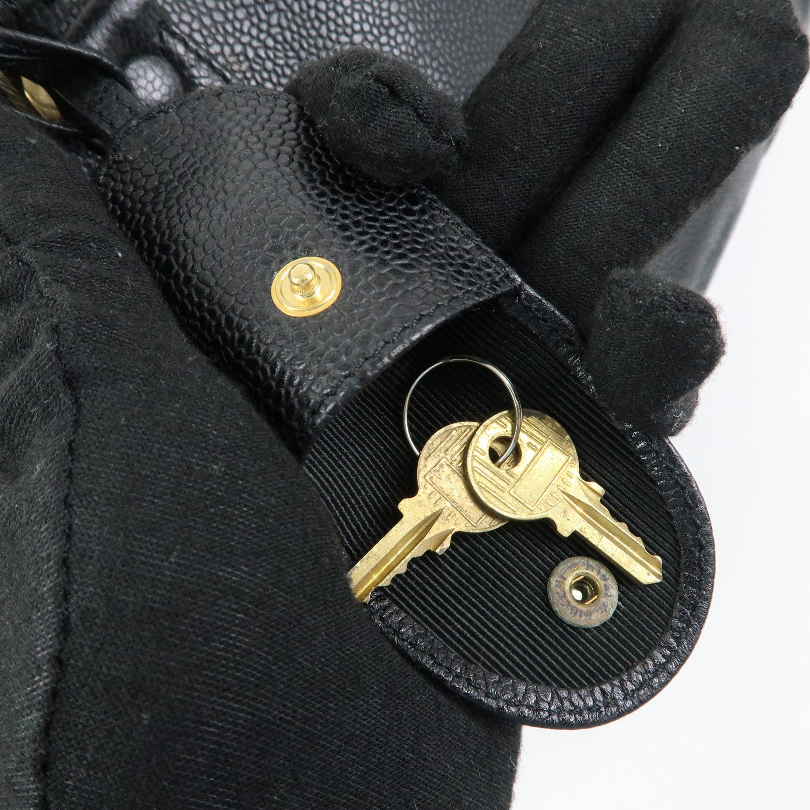 CHANEL COCO Mark Caviarskin Boston Bag Hand Bag Travel Bag Black