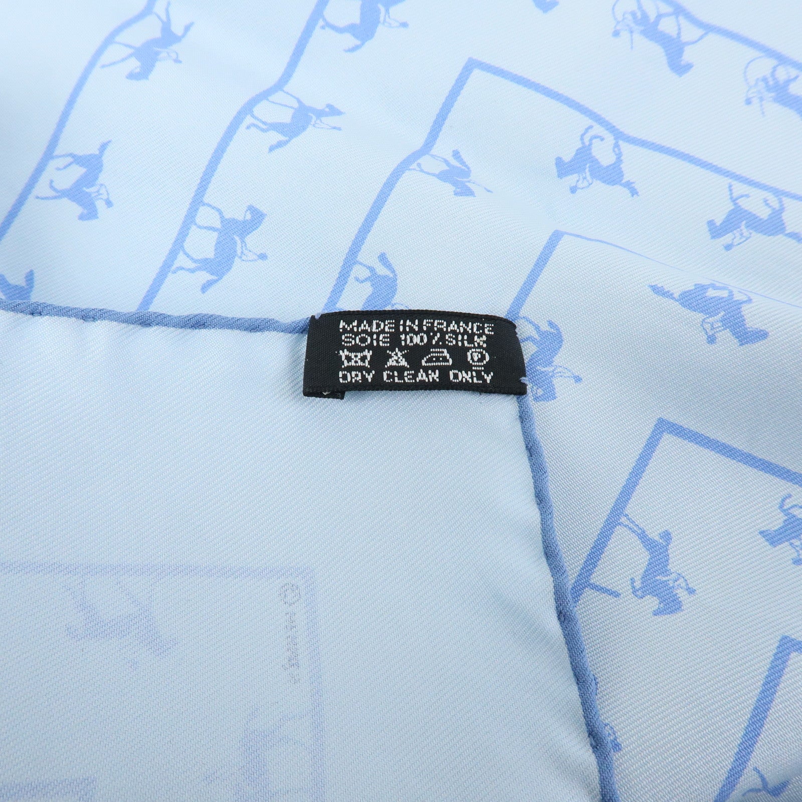 HERMES Petit Carre 42 Set of 2 Silk 100% Scarf Light Blue Black