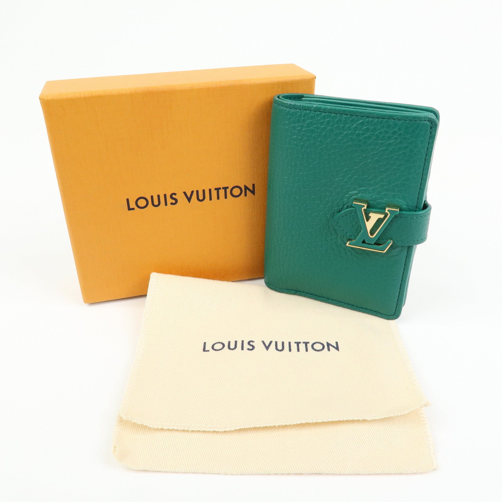 Louis Vuitton Taurillon Leather Vertical Compact Wallet M82438