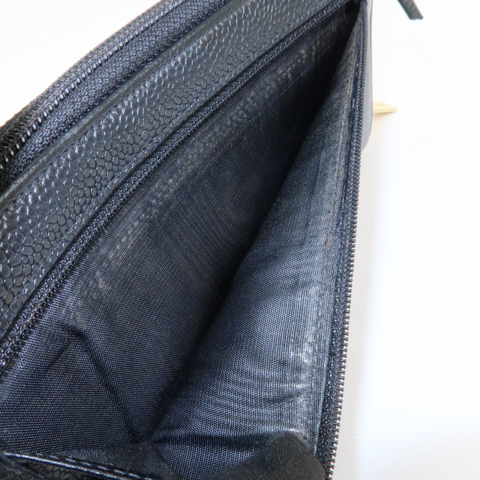 CHANEL COCO Mark Caviarskin Round Zippy Long Wallet Black A13228