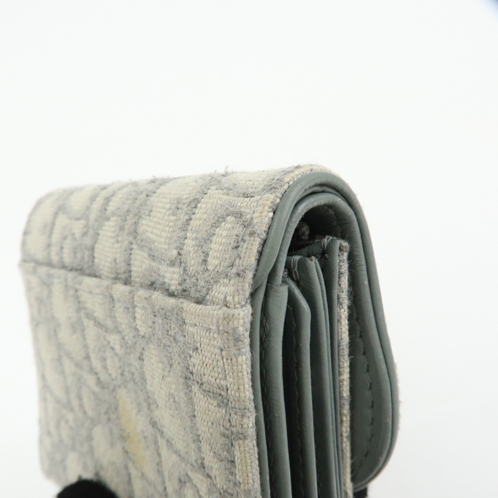 Christian Dior Trotter Jacquard Canvas Bi-fold Compact Wallet Gray