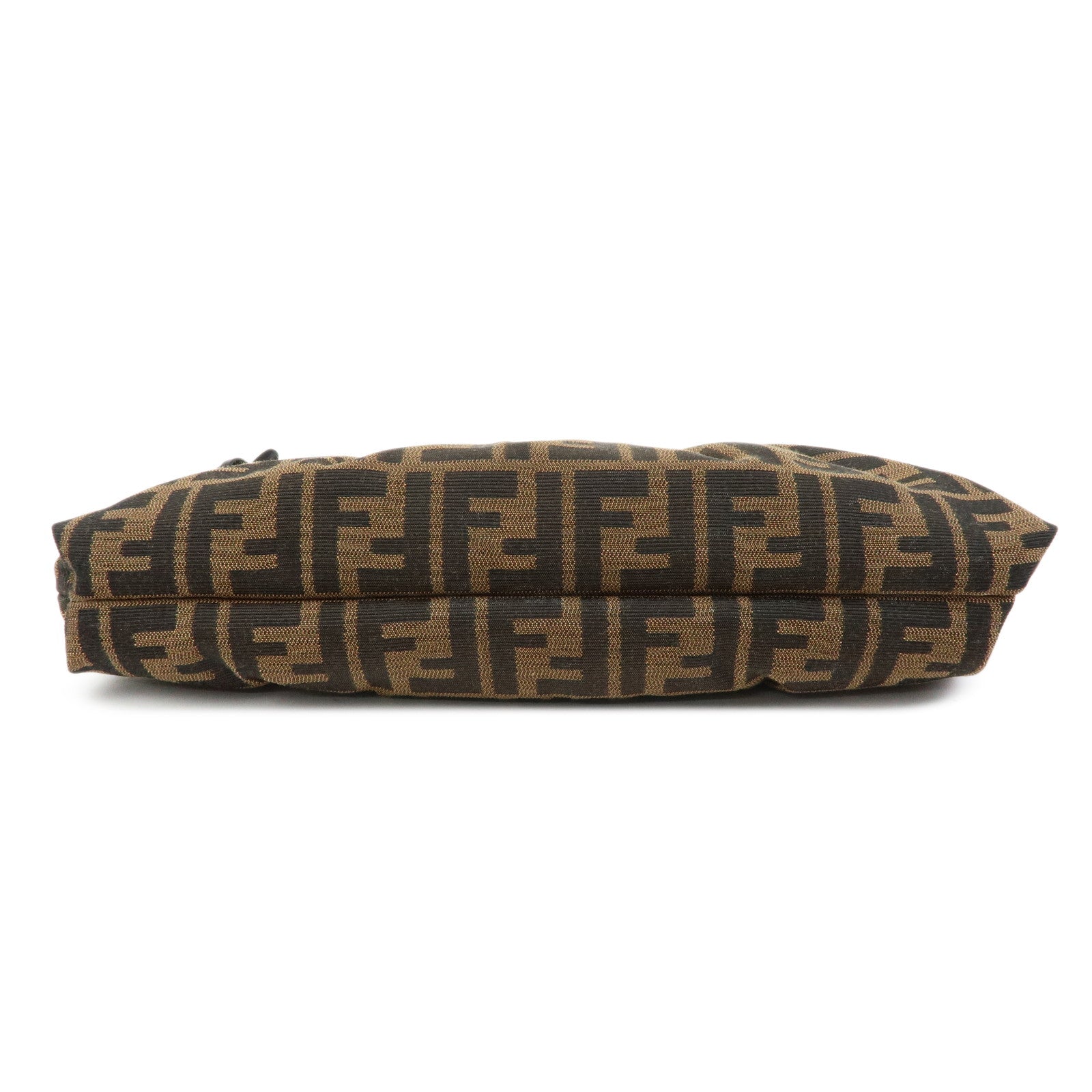 FENDI Zucca Canvas Leather Shoulder Bag Hand Bag Brown Black 8BR445
