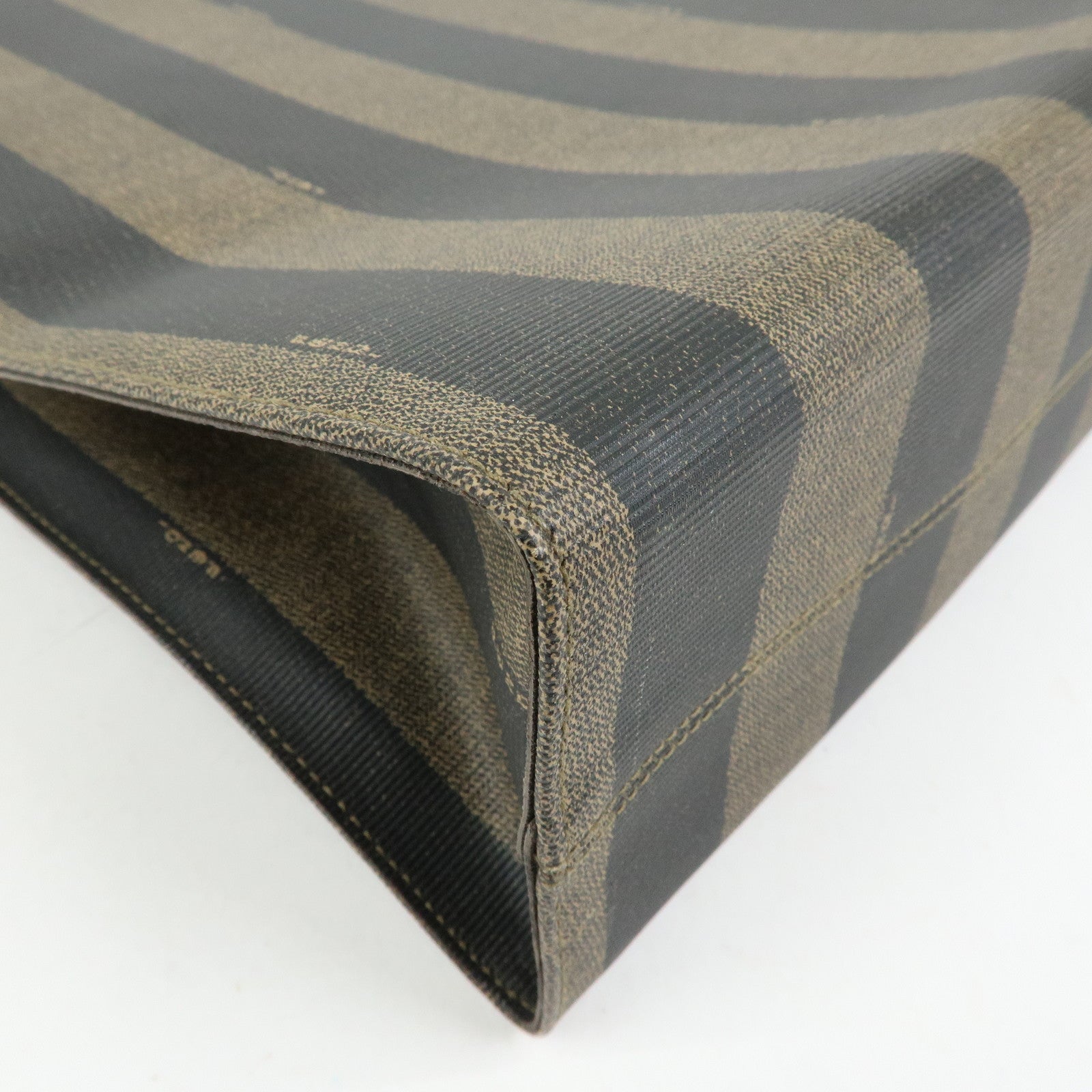 FENDI Pequin PVC Leather Tote Bag Shoulder Bag Black Brown 259980