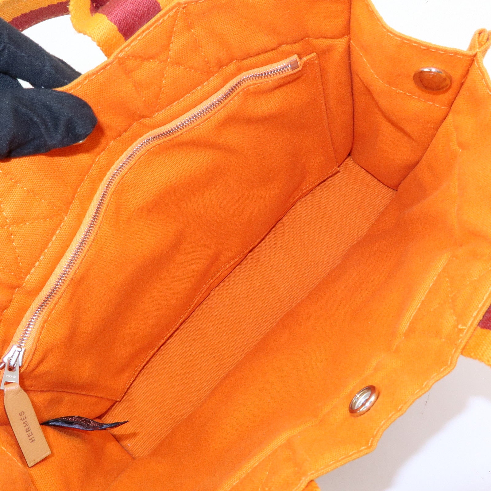 HERMES Fourre Tout PM Tote Bag FRENCH FESTIVAL OF HAWAII Red Brown