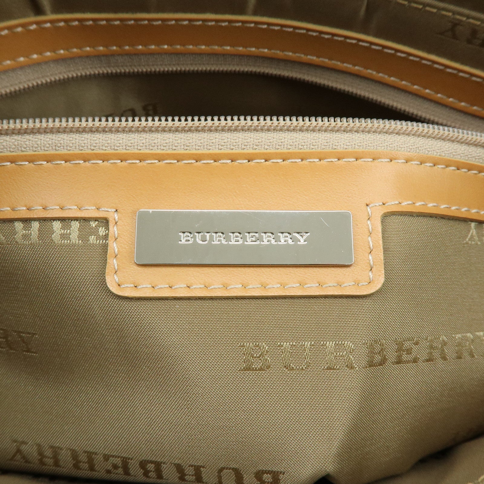 BURBERRY Canvas Leather Tote Bag Hand Bag Beige Light Beige