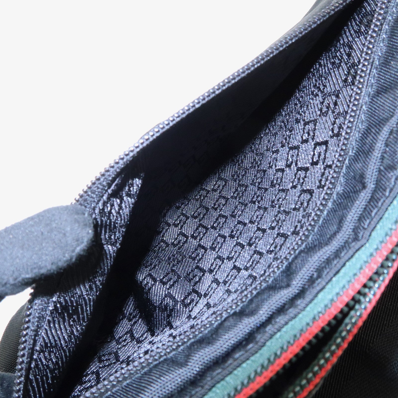 GUCCI Sherry Nylon Leather Body Bag Waist Bag Black 122350