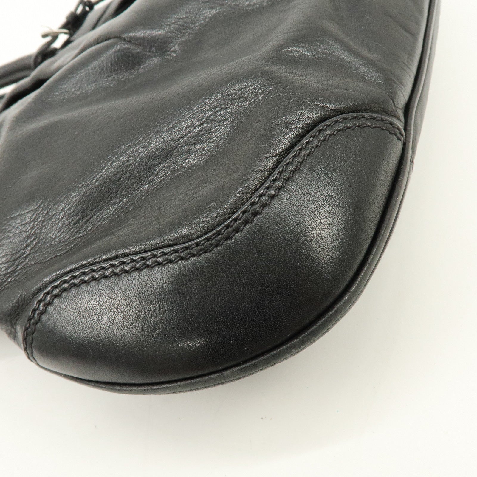 PRADA Logo Leather 2Way Bag Hand Bag Shoulder Bag Black BN1226