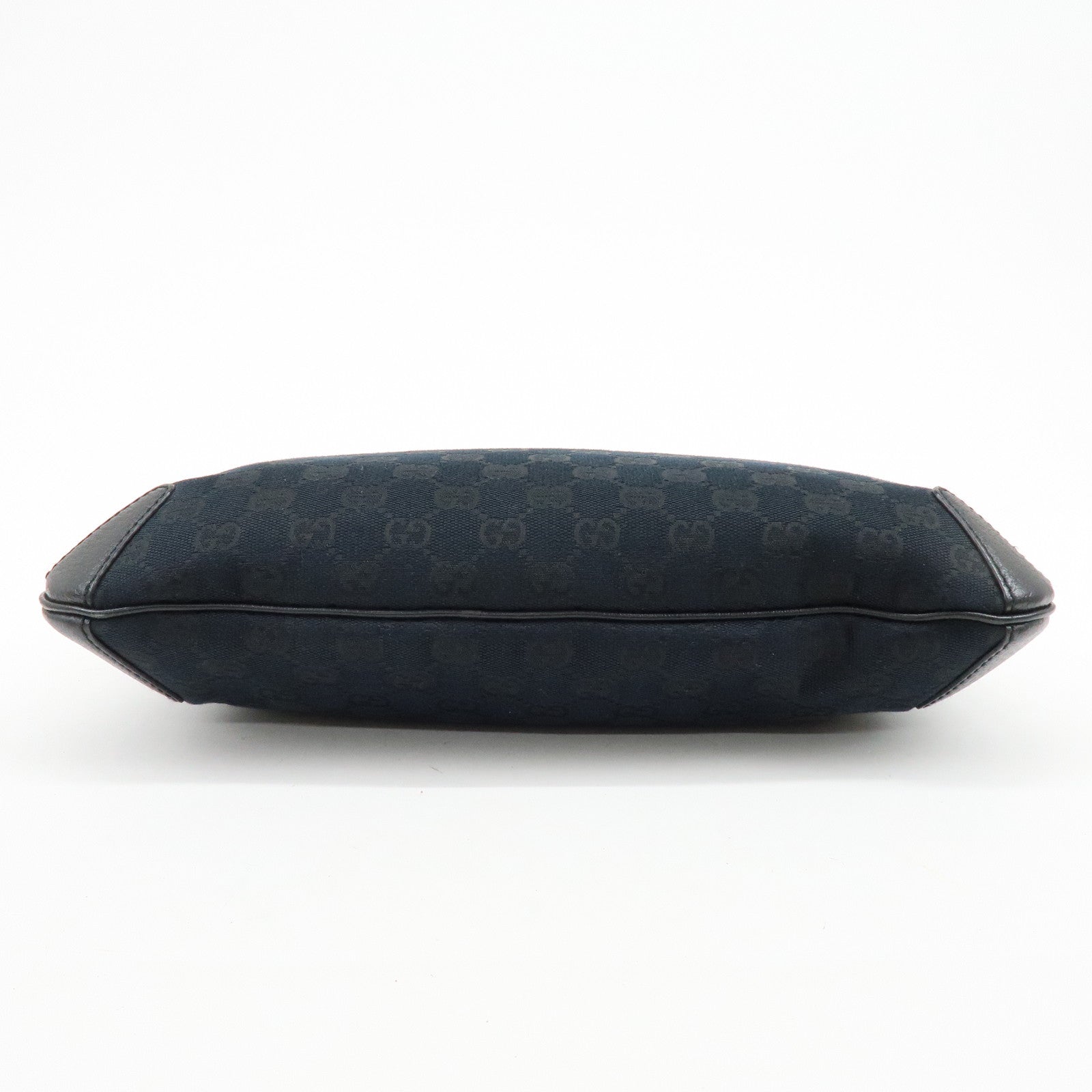 GUCCI Horsebit GG Canvas Leather Shoulder Bag Black 145826