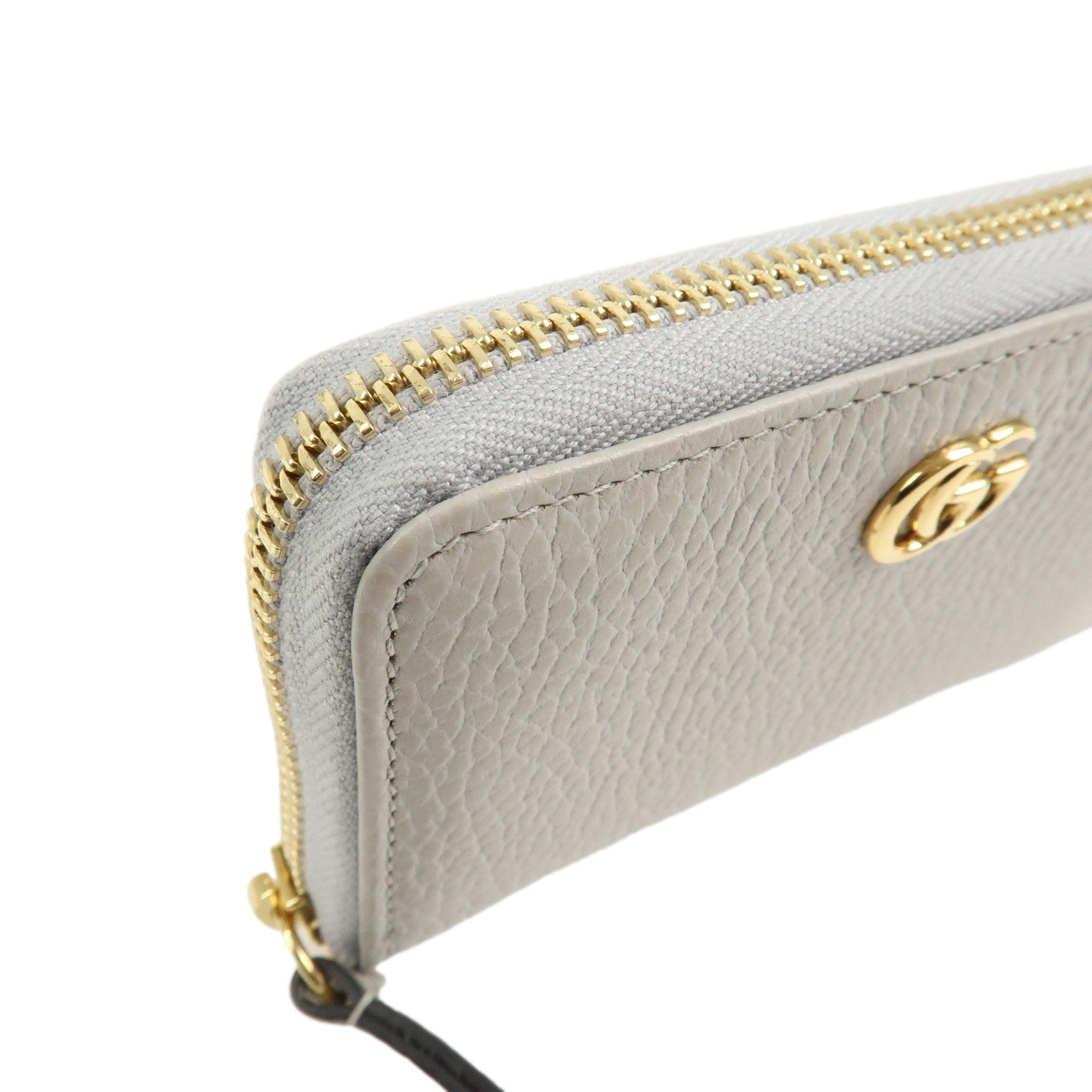 GUCCI GG Marmont Leather Round Zippy Coin Case Grey 644412