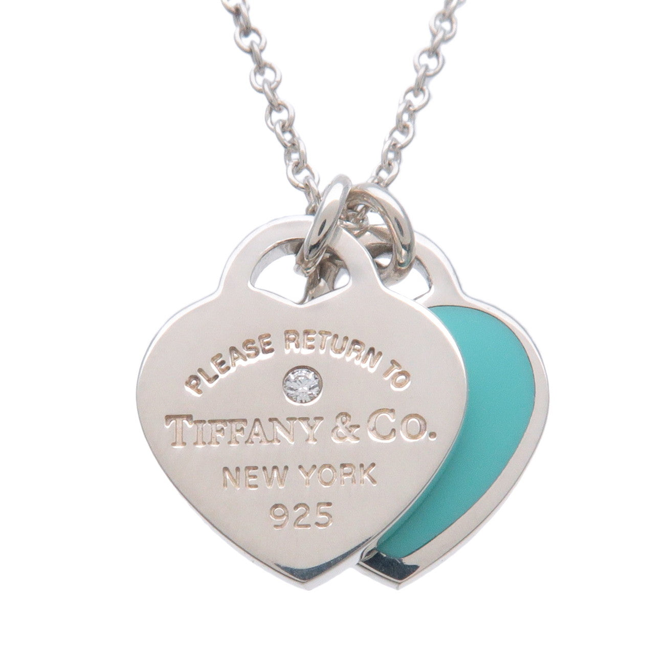 Tiffany & Co Return to Tiffany Mini Double Heart Diamond Necklace Used