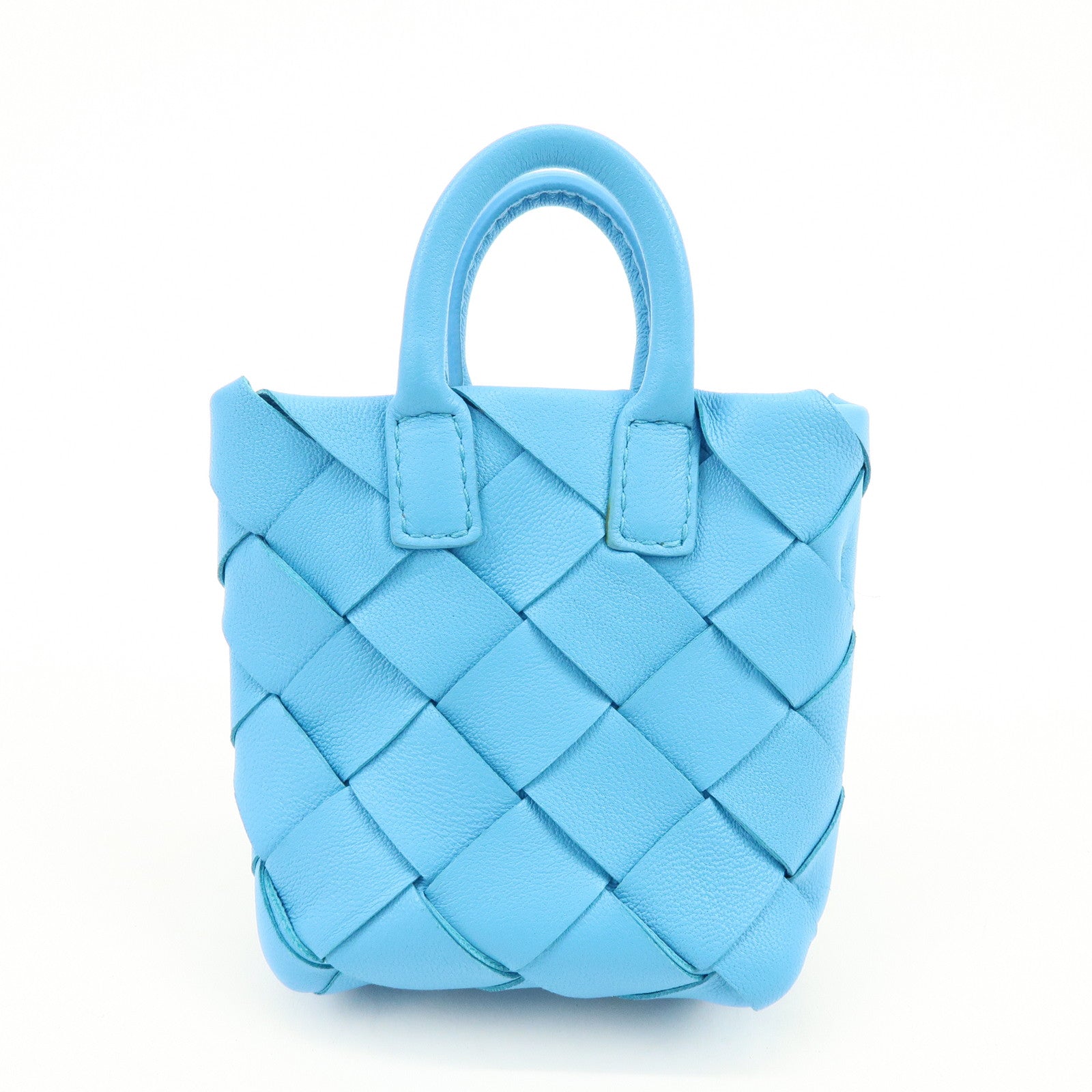 BOTTEGA VENETA Intrecciato Nappa Leather Bag Charm Light Blue