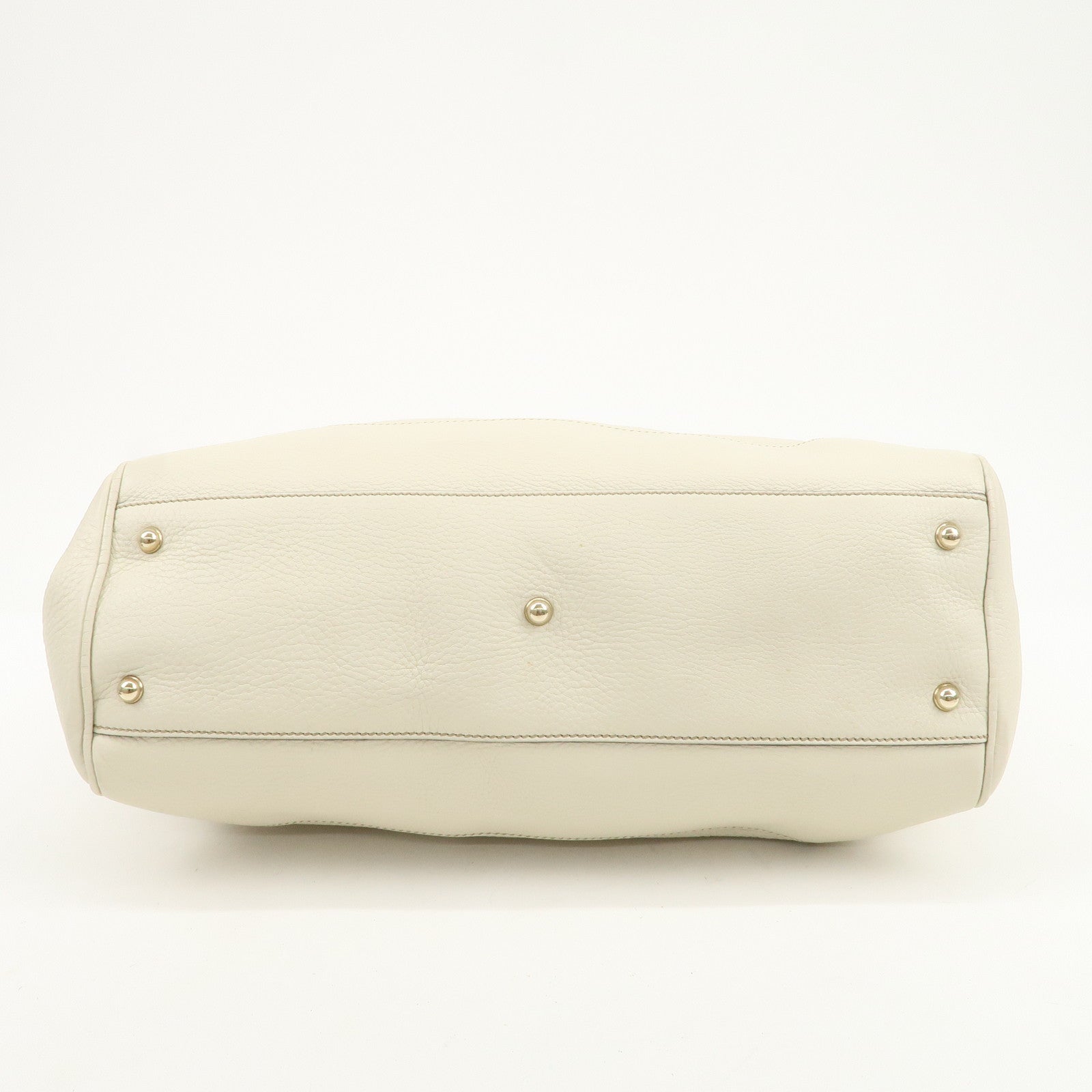GUCCI Bamboo Leather 2Way Bag Hand Bag Shoulder Bag Ivory 282317