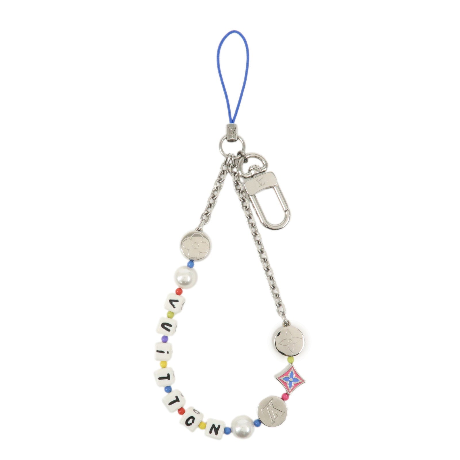 Louis Vuitton Monogram LV Fun Phone Strap Bag Charm Silver M01820