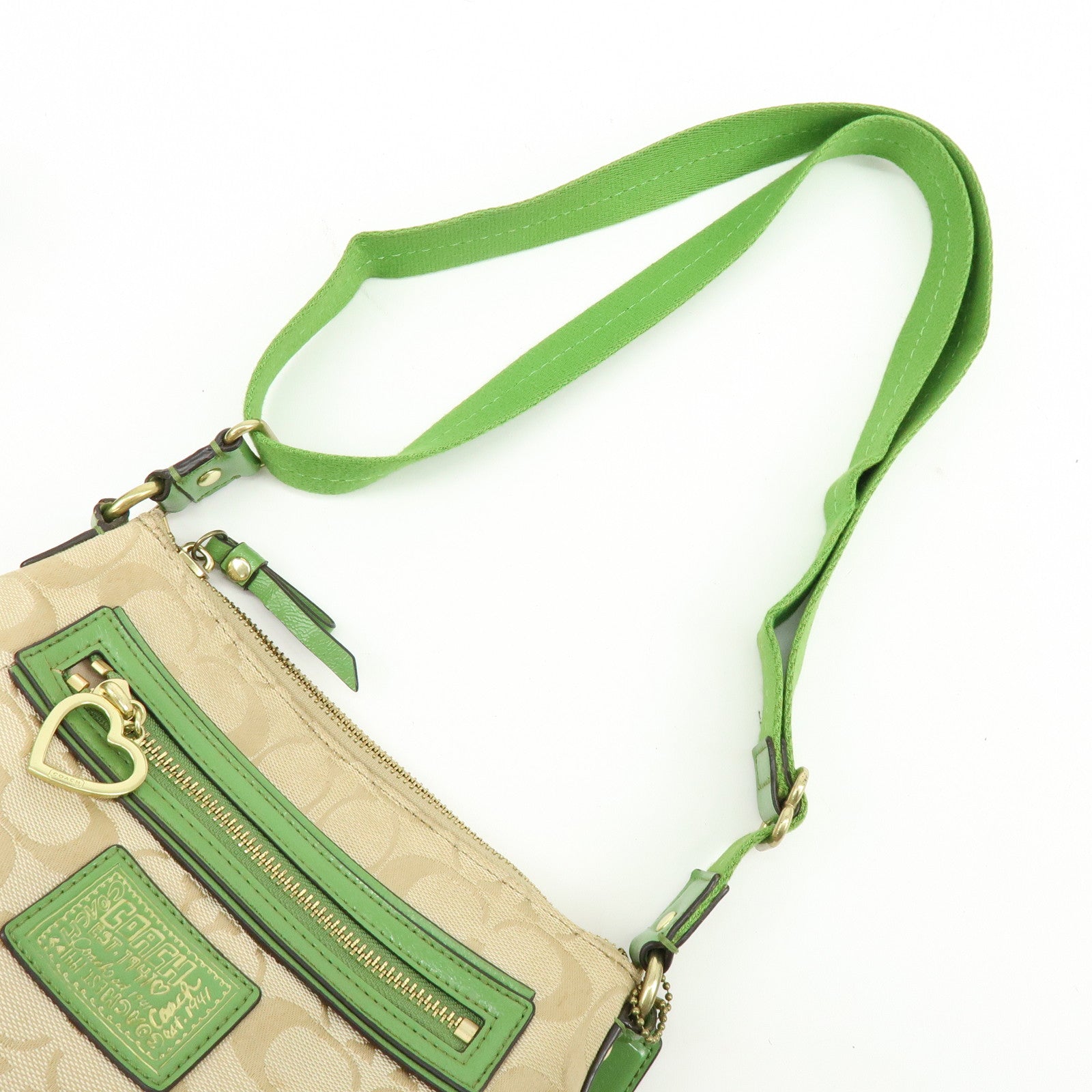 COACH Set of 2 Signature Poppy Canvas Patent Leather Shoulder Bag