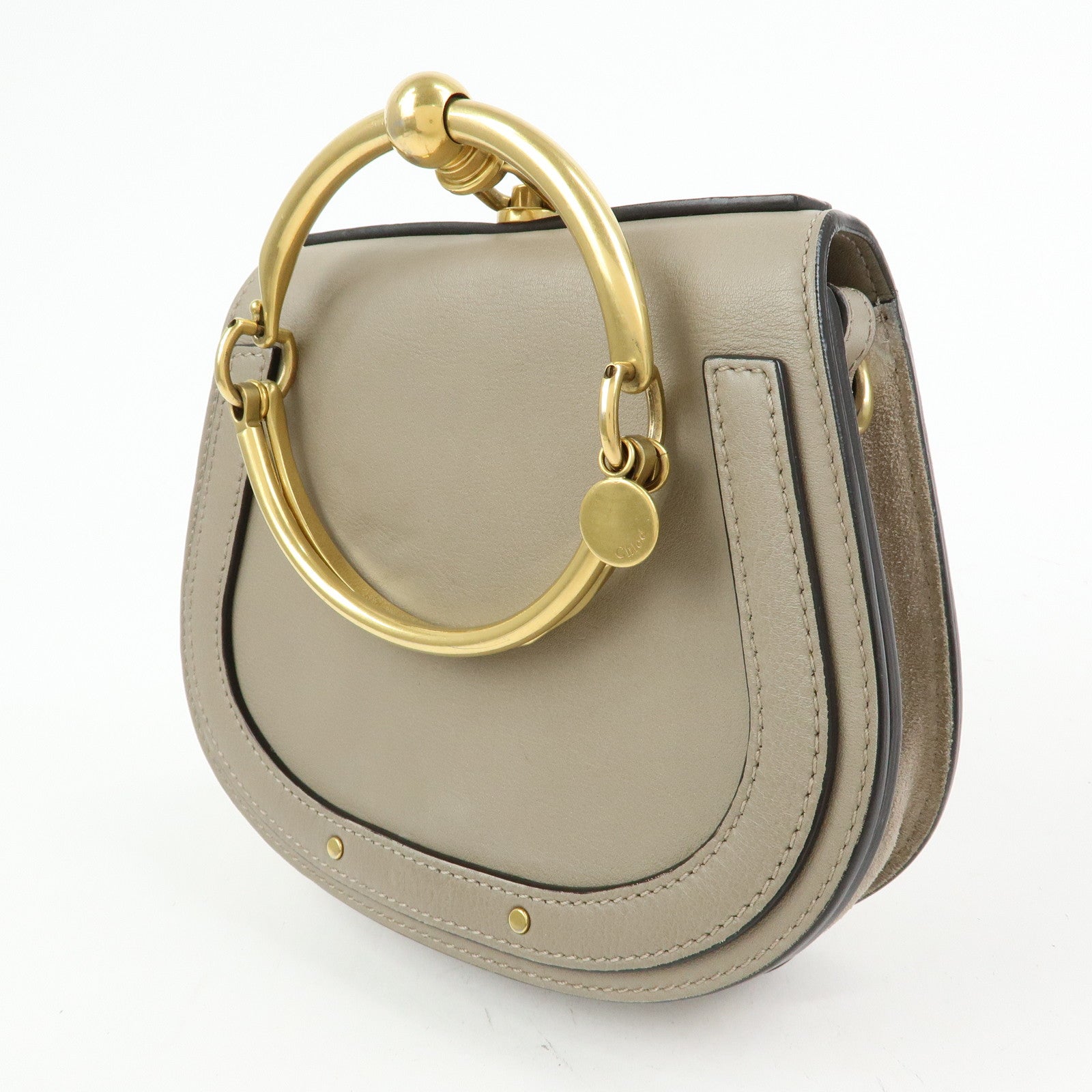 Chloe Nile Leather 2Way Bag Shoulder Bag Hand Bag Greige