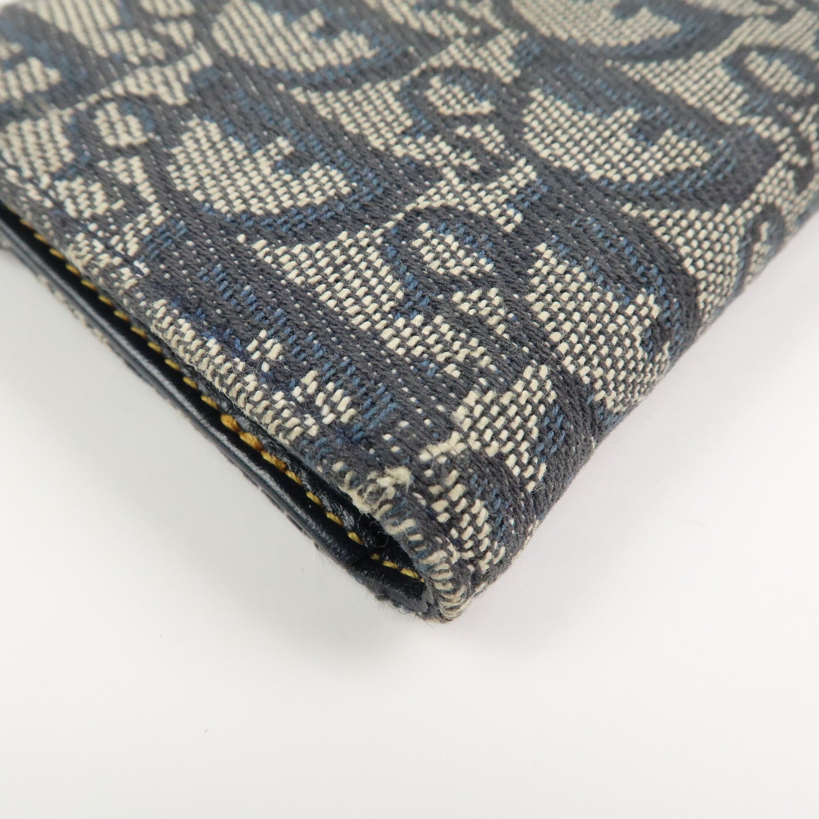 Christian Dior Trotter Saddle Canvas Leather Compact Wallet Navy
