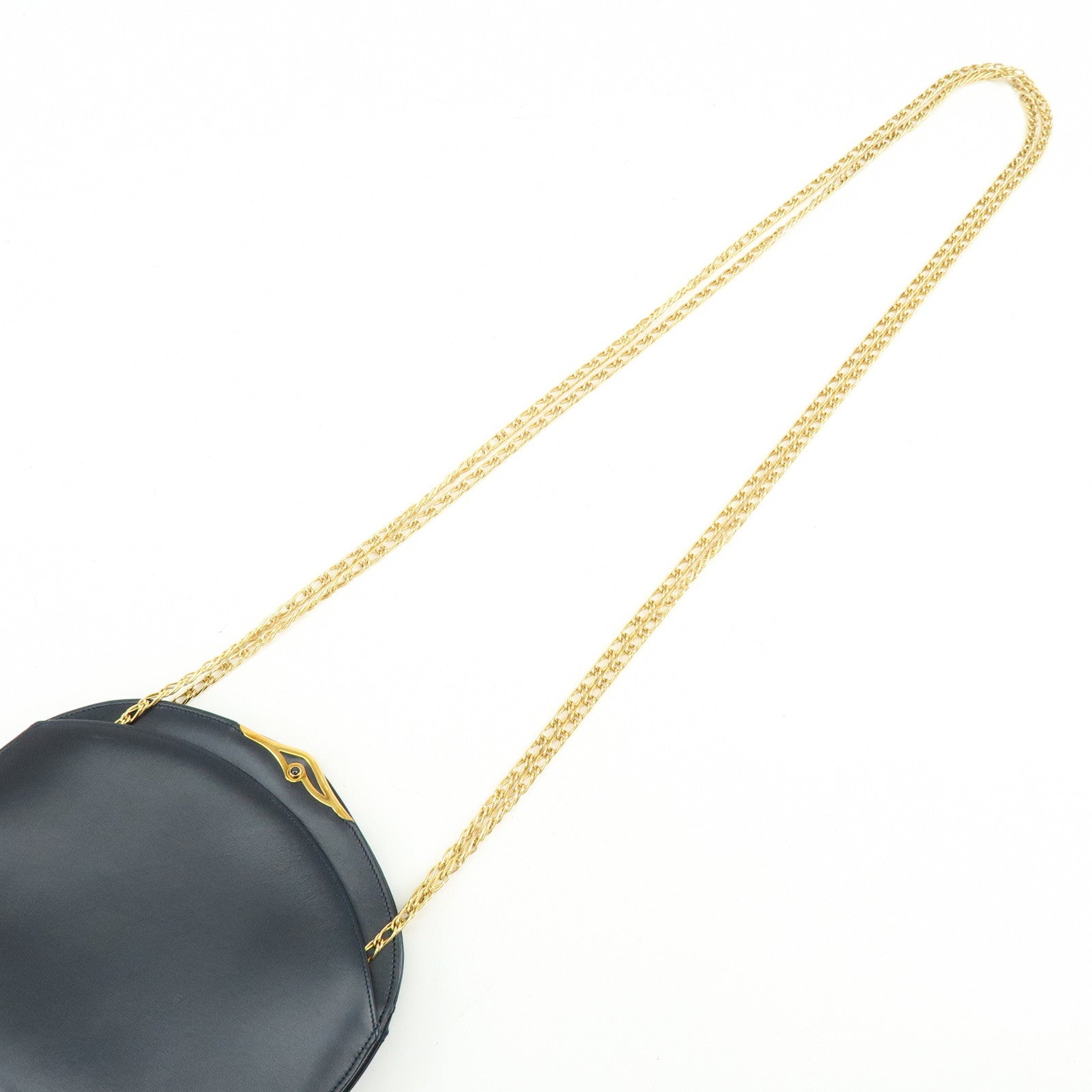 Cartier Sapphire Line Calf Leather Chain Shoulder Bag Navy