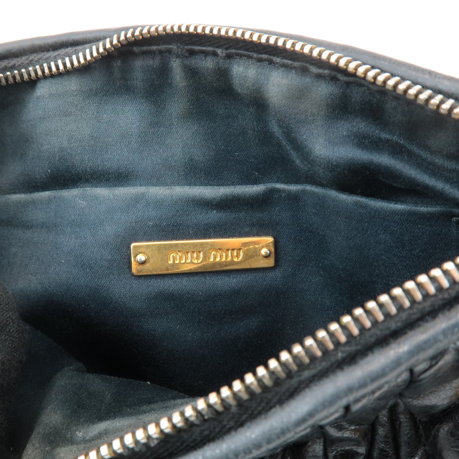 MIU MIU Logo Matelasse Leather Shoulder Bag Black 5N1521