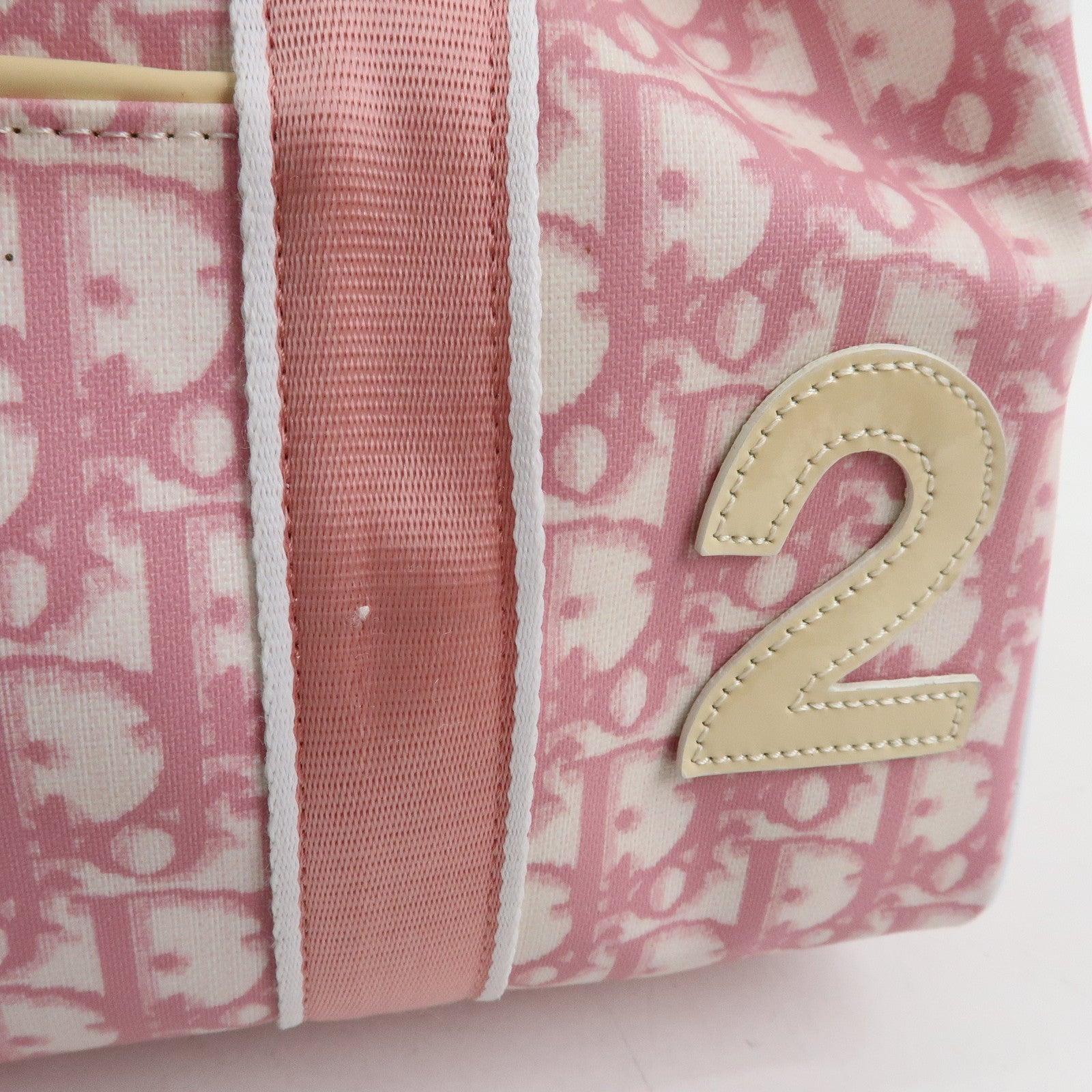 Christian Dior Trotter PVC Patent Leather Boston Bag Hand Bag Pink