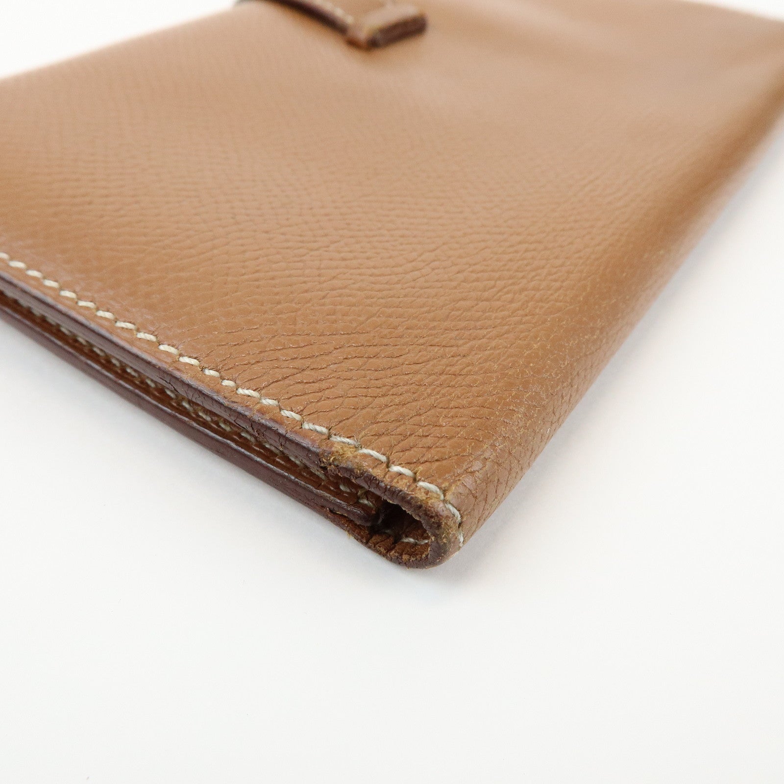 HERMES Béarn Classic Leather Long Wallet Chevrelle Gold