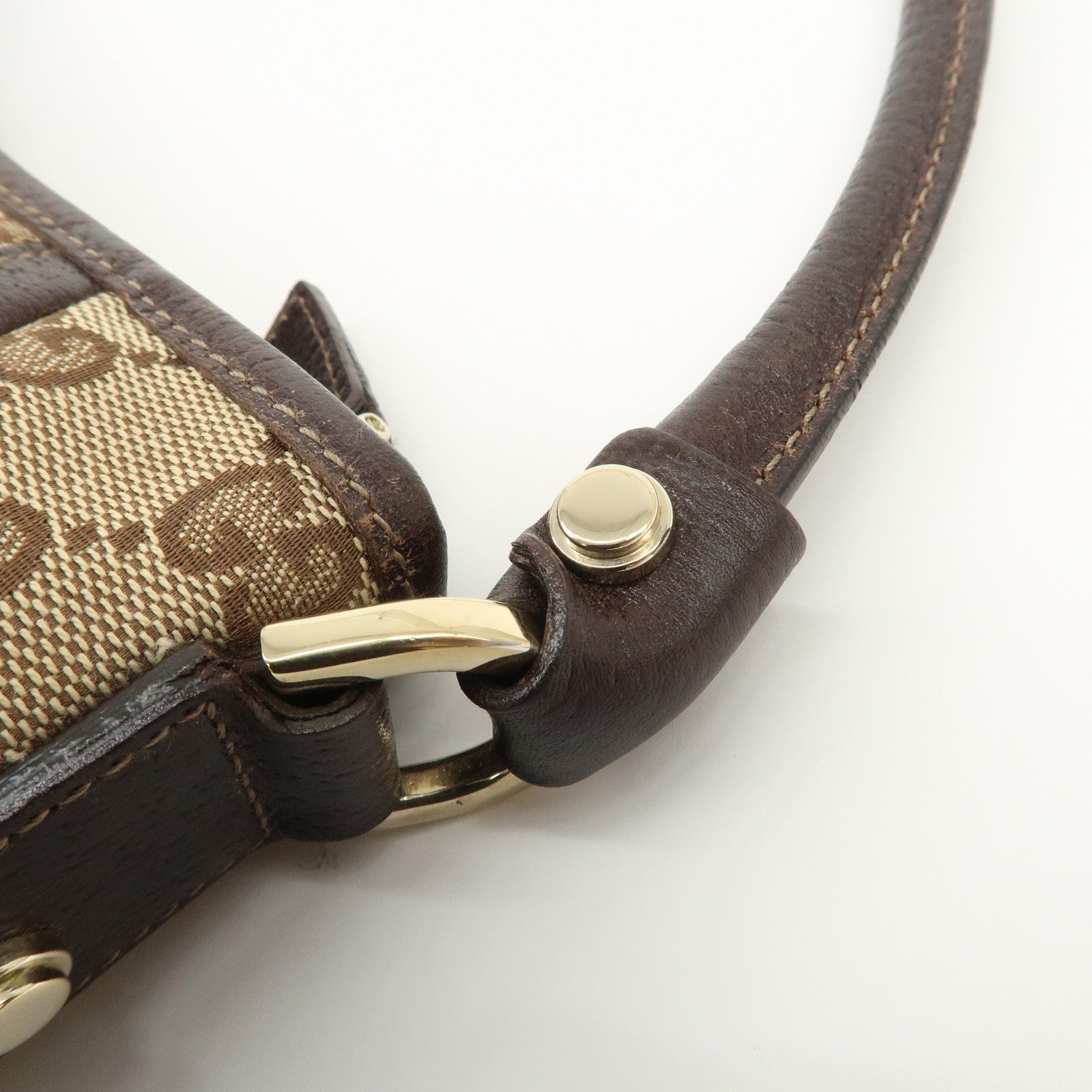 GUCCI Abbey GG Canvas Leather Shoulder Bag Hand Bag Beige 130939