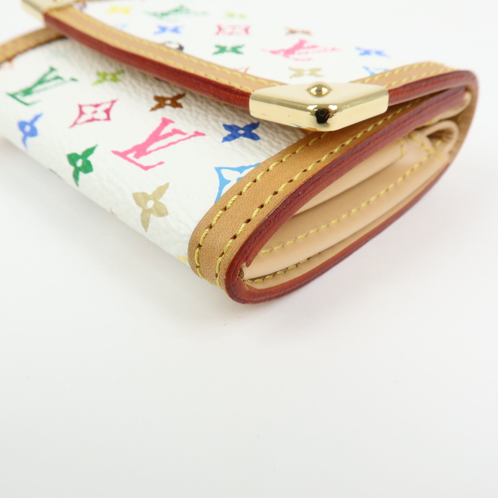 Louis Vuitton Monogram Porte Monnaie Plat Coin Case Blanc M92657