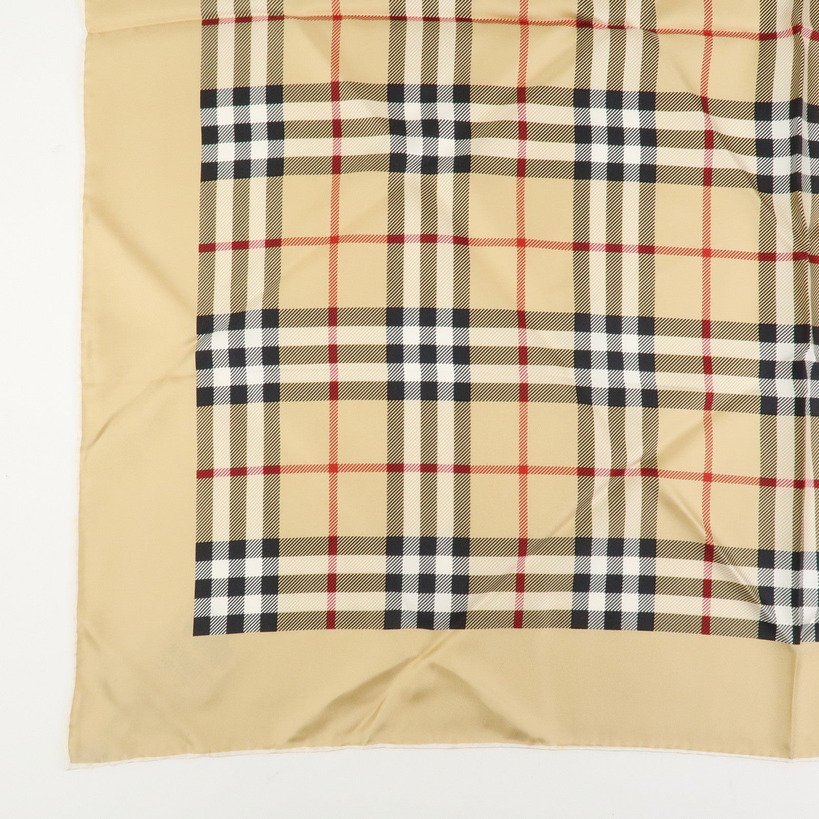 BURBERRY Nova Plaid Silk 100% Scarf 90×90 Beige