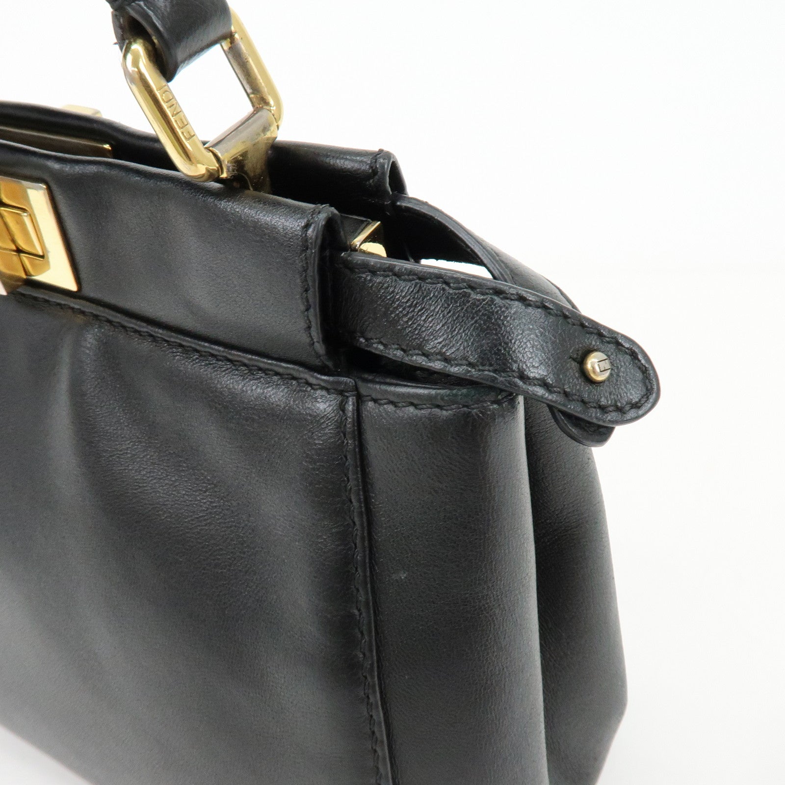 FENDI Peekaboo Mini 2Way Shoulder Bag Hand Bag Black 8BN244