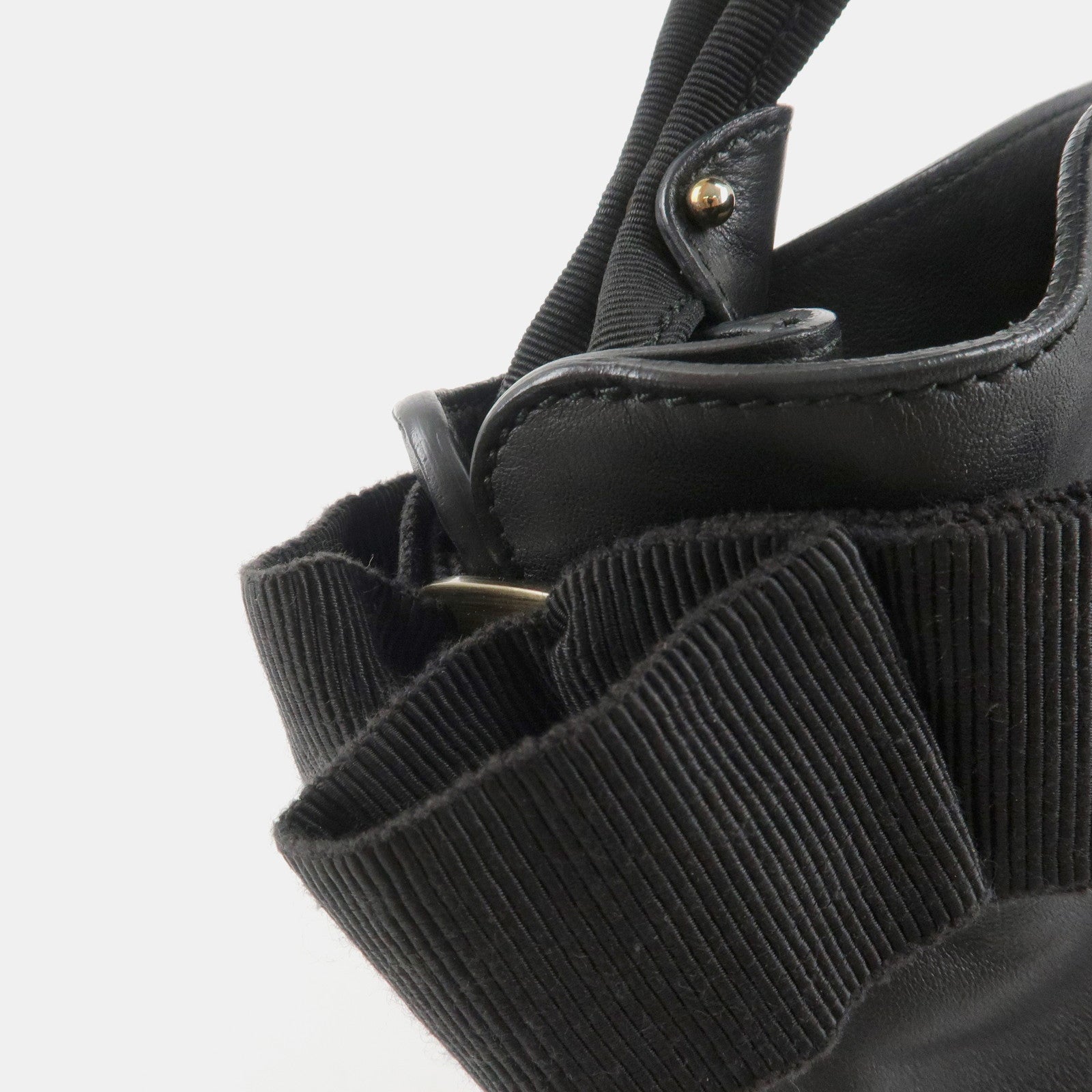 Ferragamo Vara Ribbon Leather Shoulder Bag Hand Bag Black Used