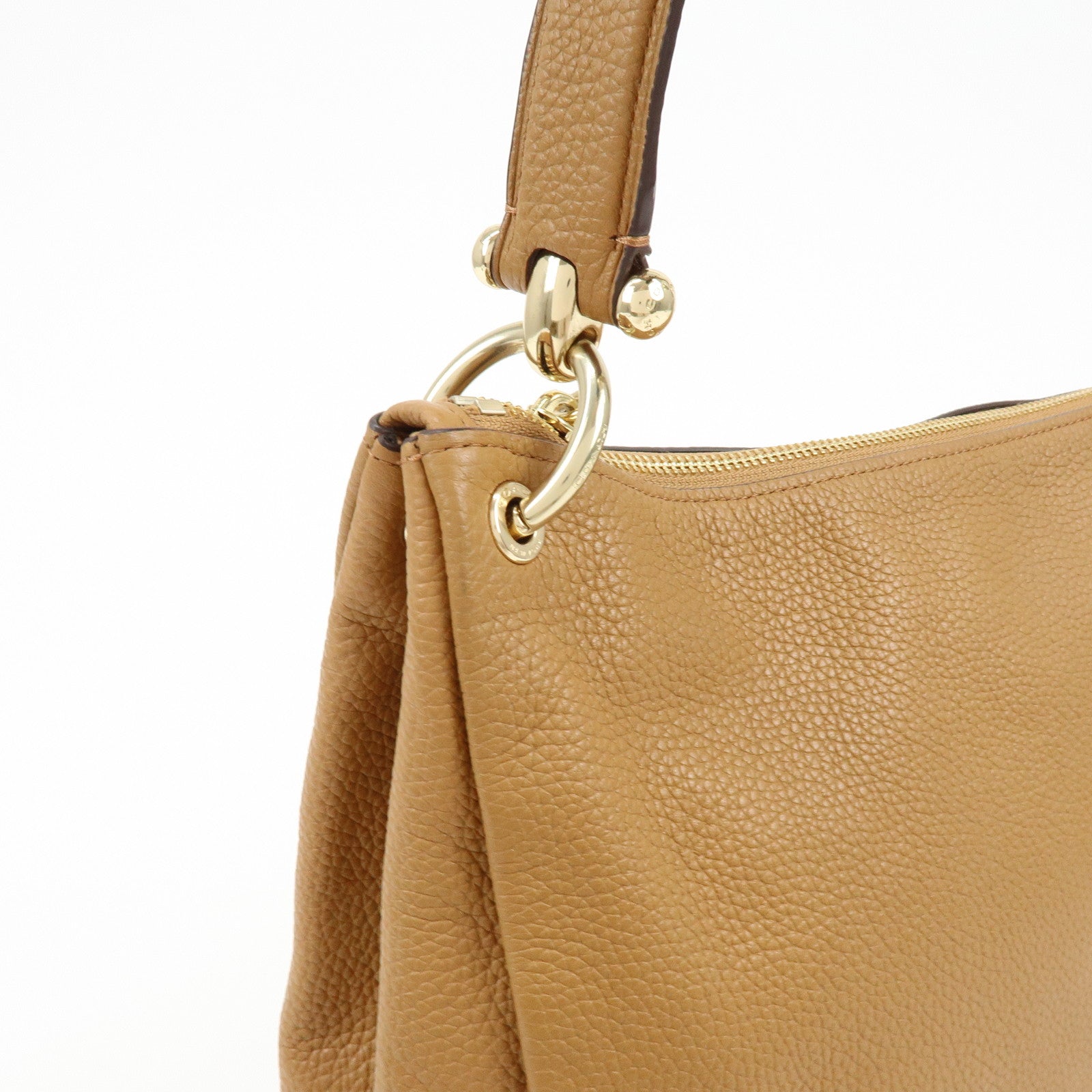 COACH Logo Leather Shoulder Bag Hand Bag Camel