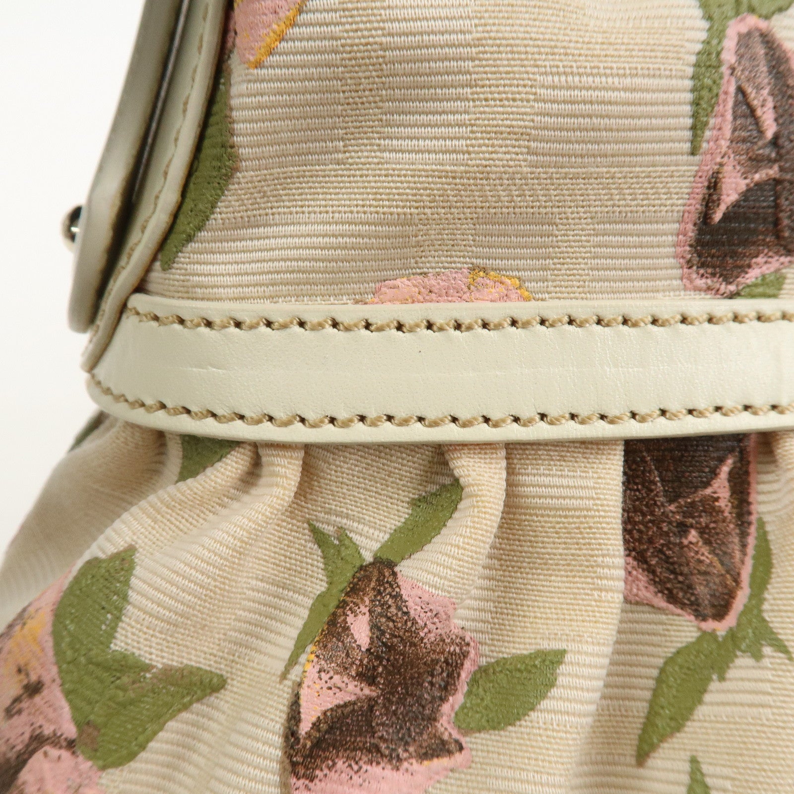 FENDI Canvas Leather Shoulder Bag Hand Bag Pink Ivory 8BR448