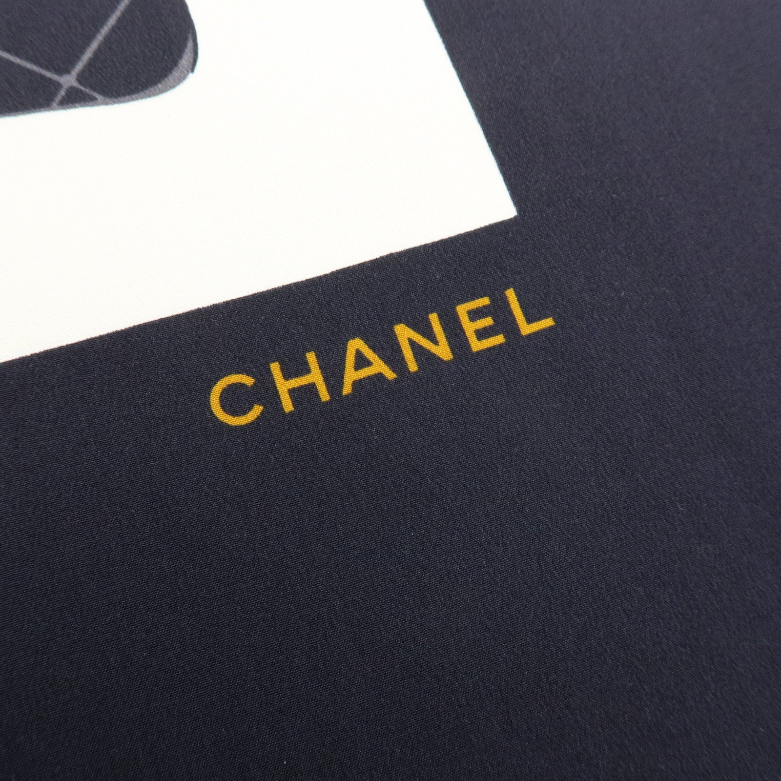 CHANEL Silk 100% Scarf Matelasse Bag Motif 86cm×86cm Black Ivory