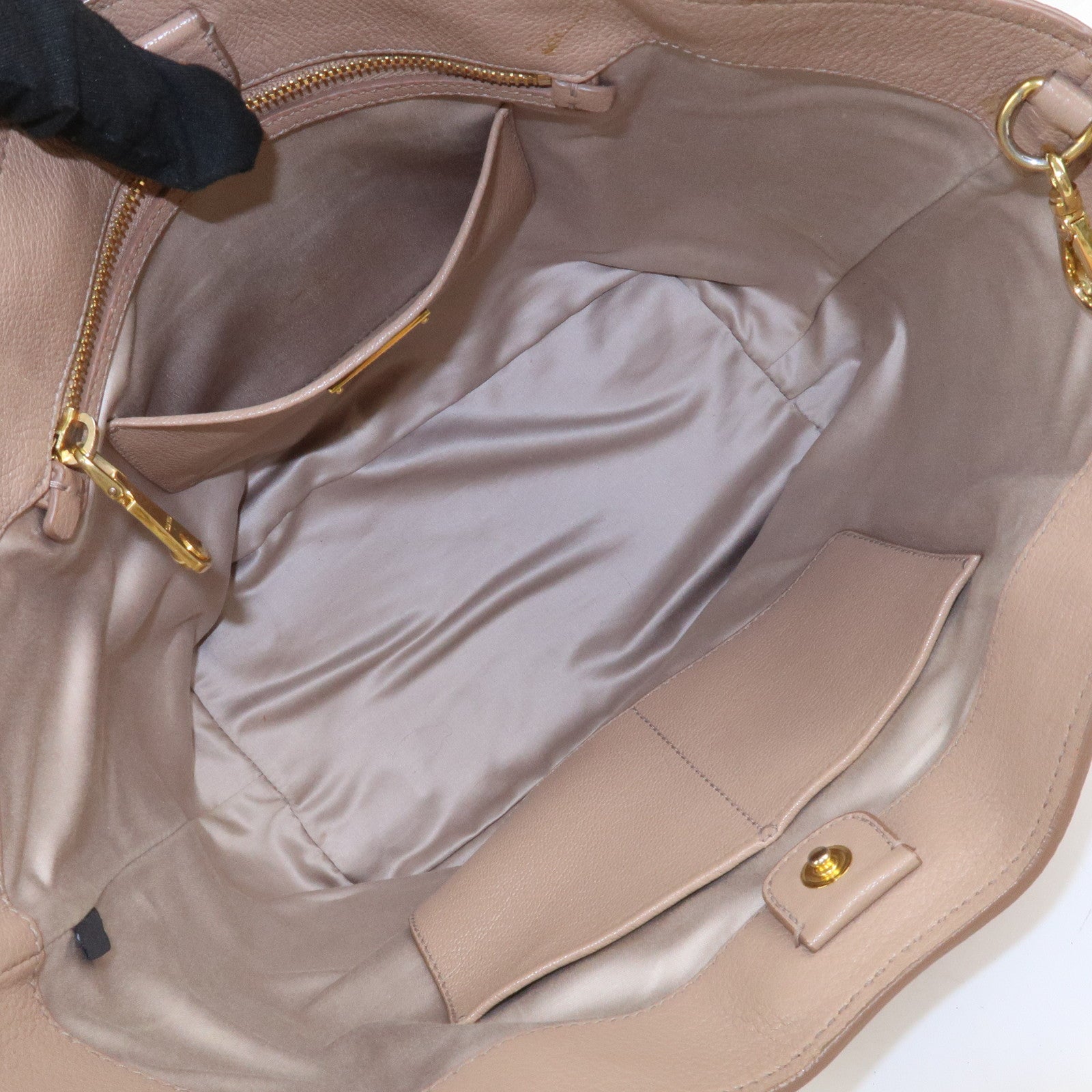 MIU MIU Madras Leather 2Way Shoulder Bag Hand Bag Pink Beige RN0886