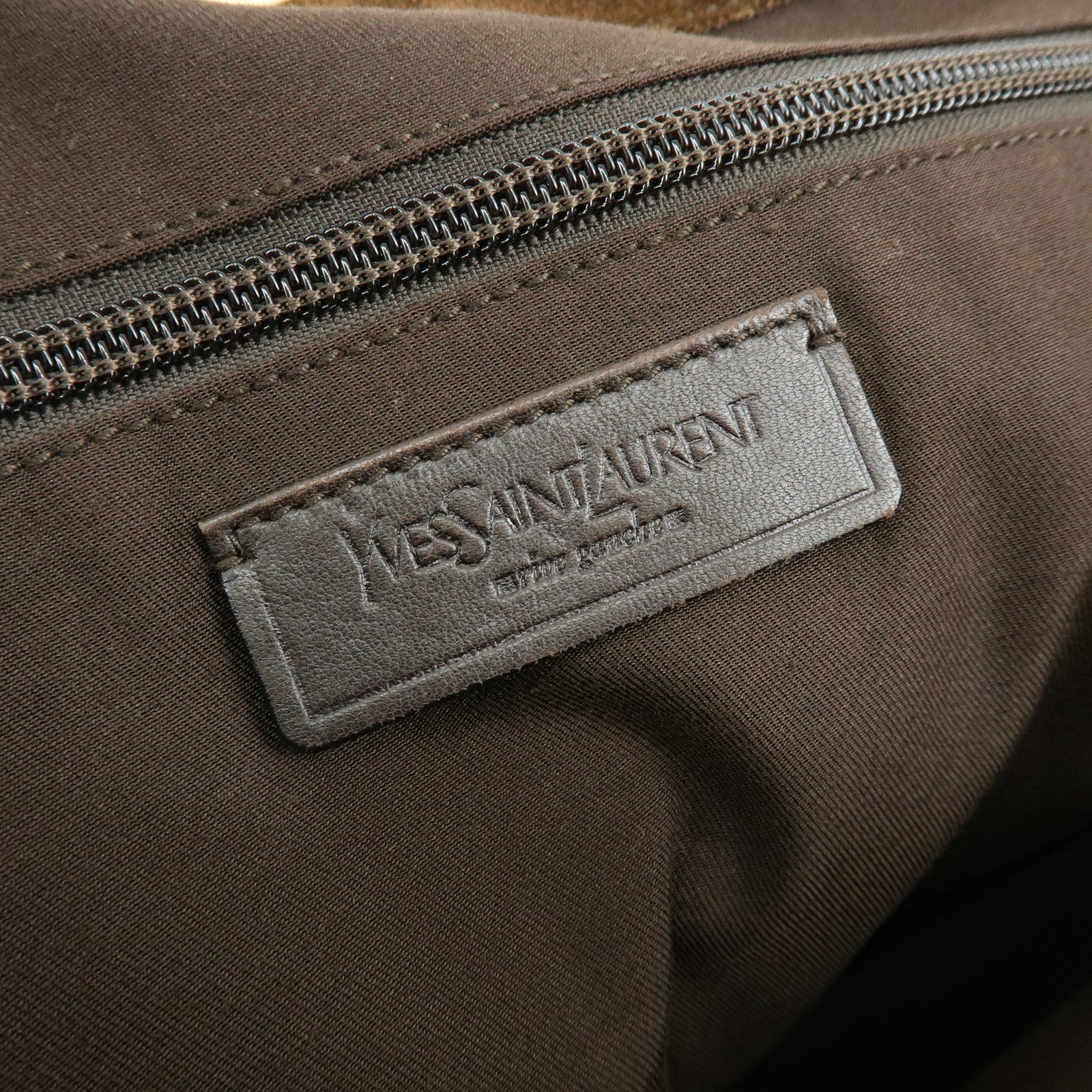 SAINT LAURENT PARIS Cassandra Corduroy Suede Tote Bag Dark Green