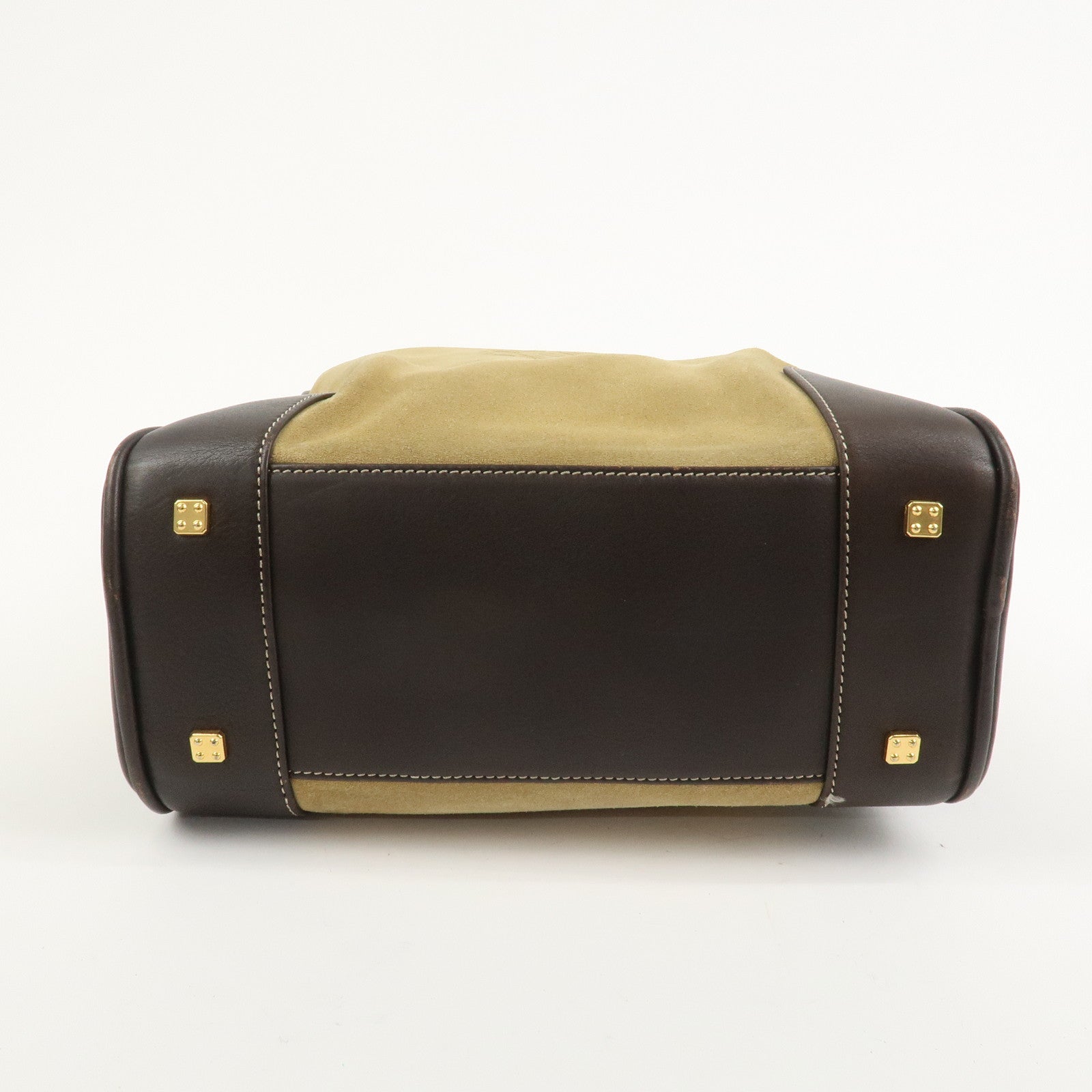 LOEWE Anagram Suede Leather Shoulder Bag Beige Brown