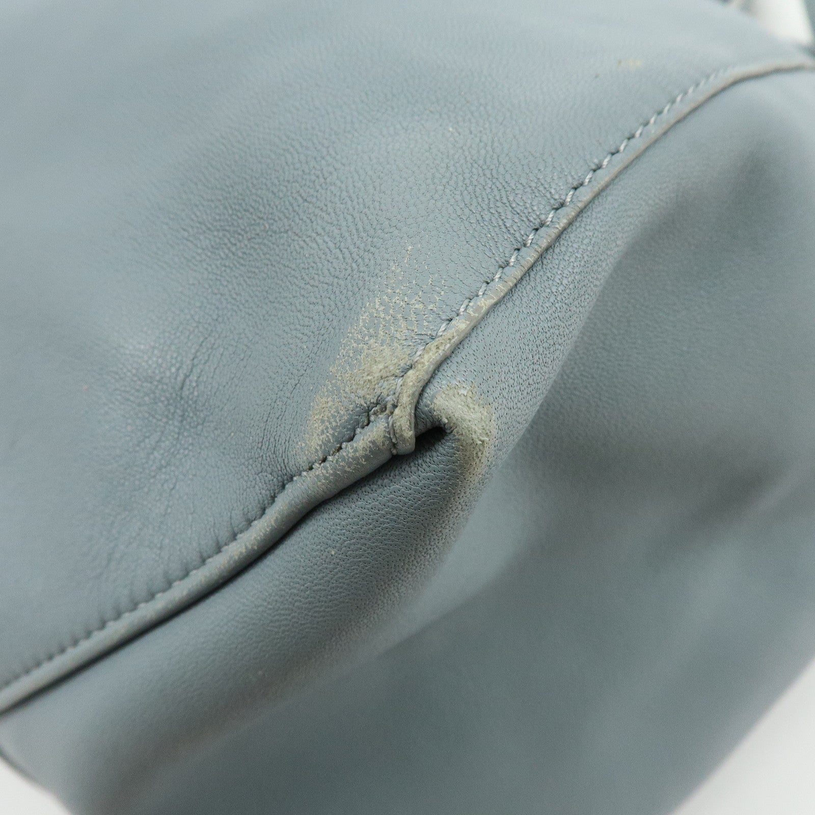 CELINE Horizontal Cabas Leather Tote Bag Shoulder Bag Light Blue