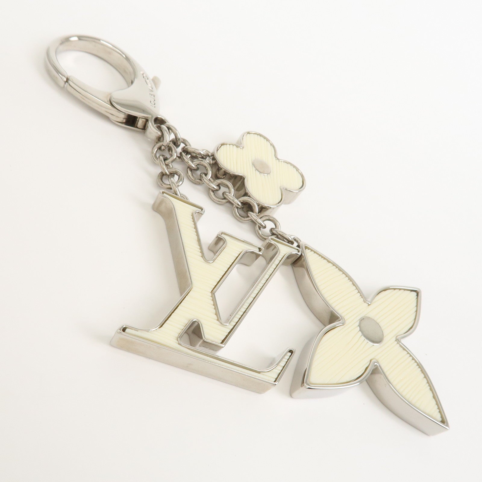 Louis Vuitton Bijoux Sac Fleur de Epi Bag Charm Silver White M65085