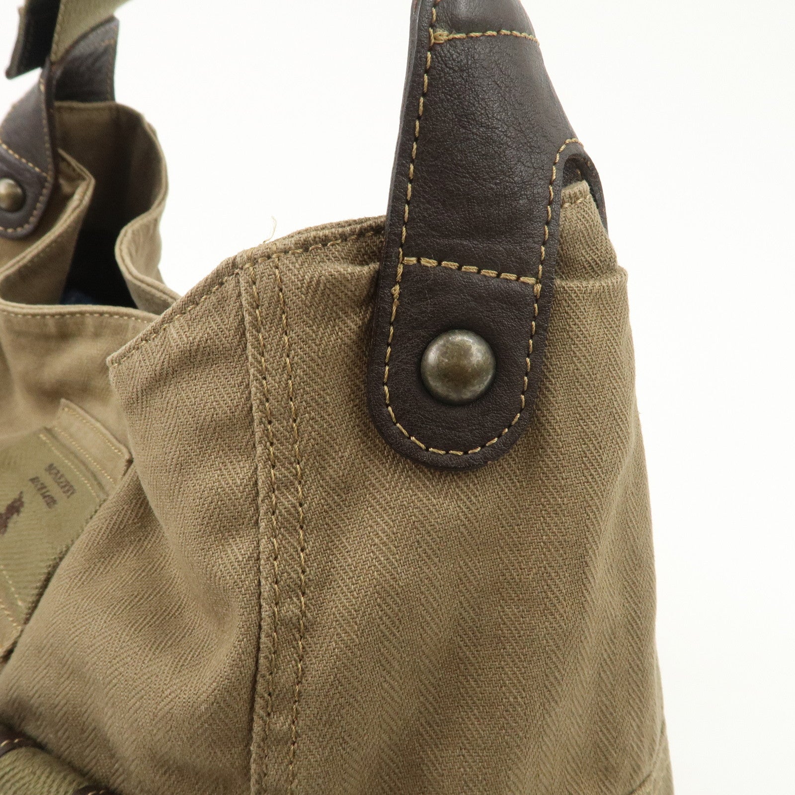 BURBERRY Canvas Leather London Blue Label Shoulder Bag Khaki Brown Used