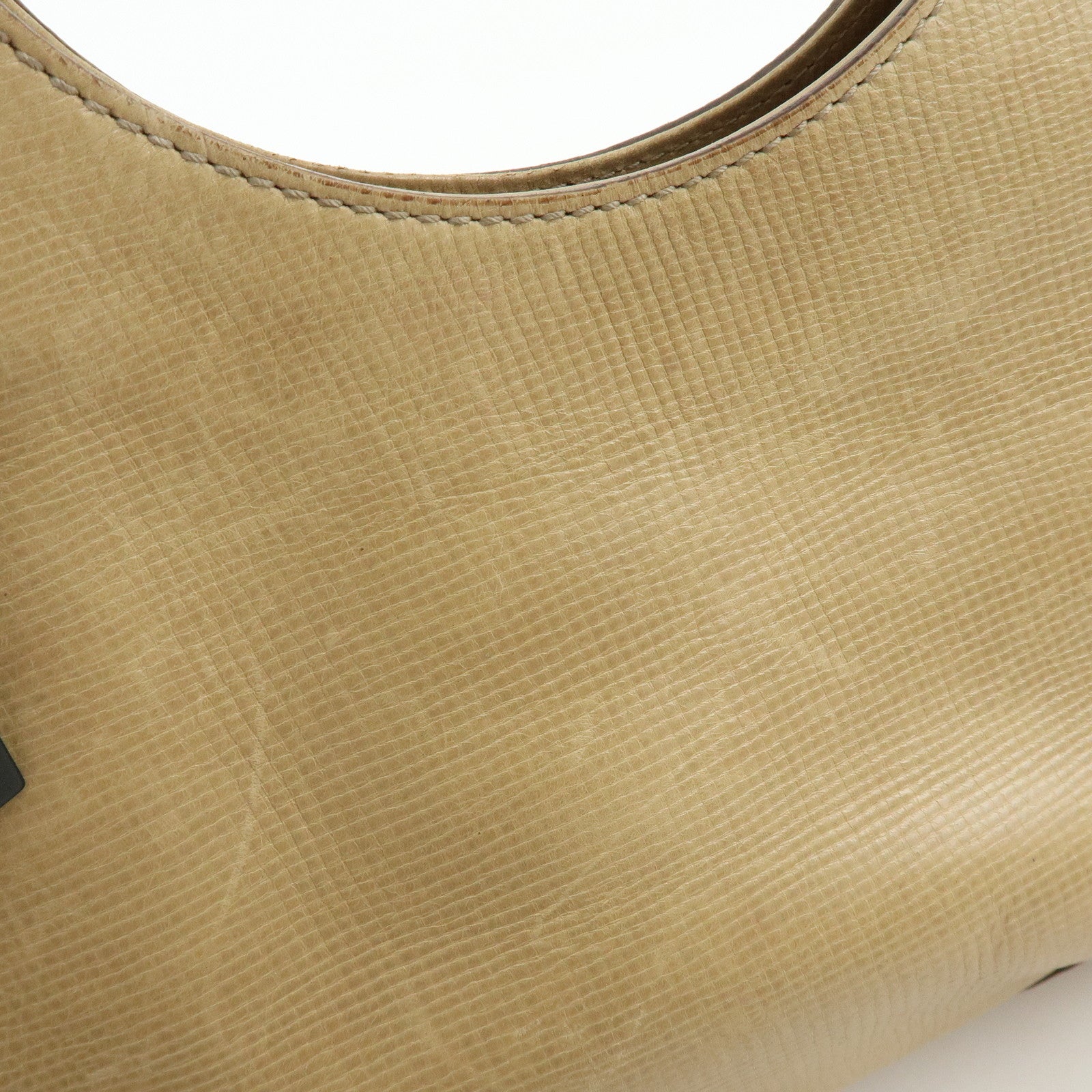 GUCCI Leather Wood Hand Bag Shoulder Bag Beige 106237