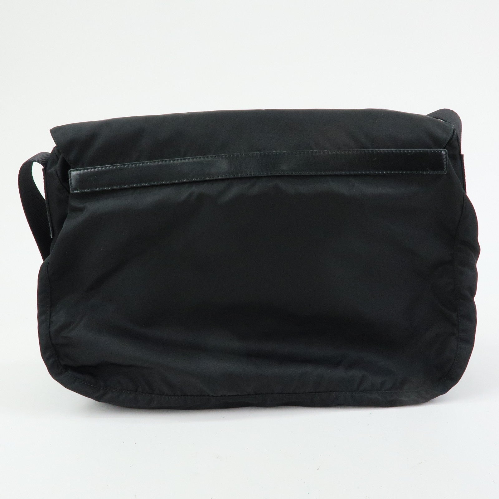 PRADA Triangle Logo Nylon Leather Shoulder Bag Crossbody Bag Black